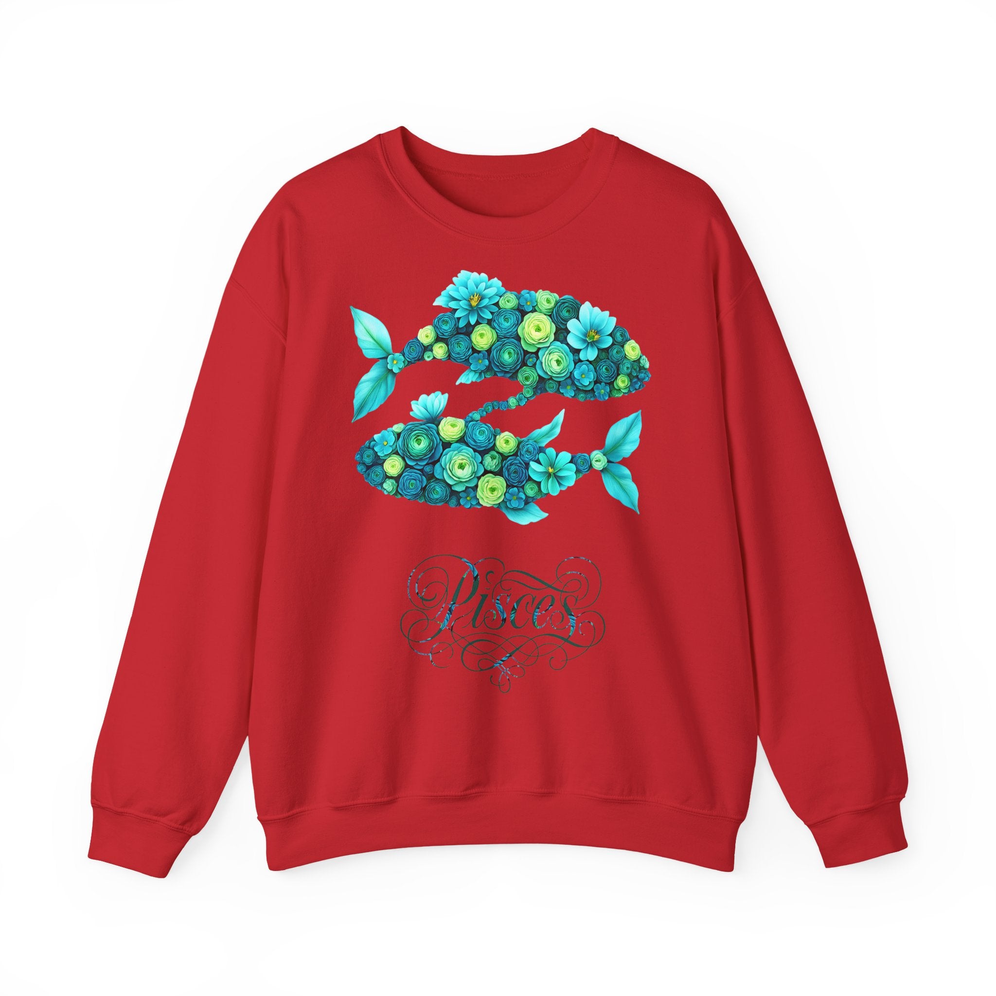 Fische: Frontprint, Unisex Sweatshirt, florales Sternzeichen, Zodiac Astrologie (Pisces)