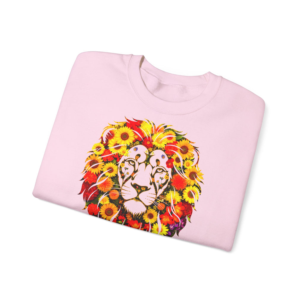 Löwe: Frontprint, Unisex Sweatshirt, florales Sternzeichen, Zodiac Astrologie (Leo)
