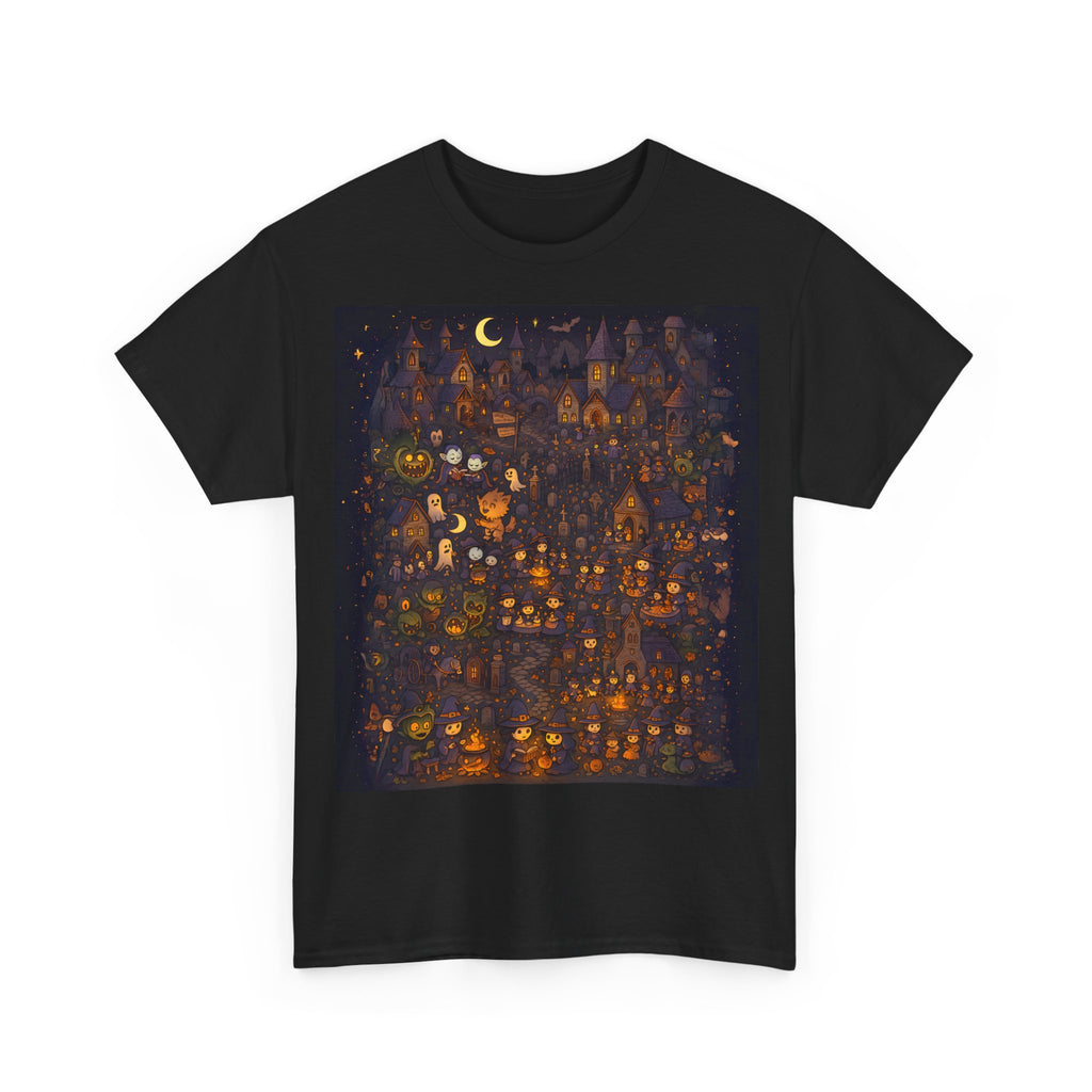 Wimmelbild Halloween: Frontprint, Unisex T-Shirt