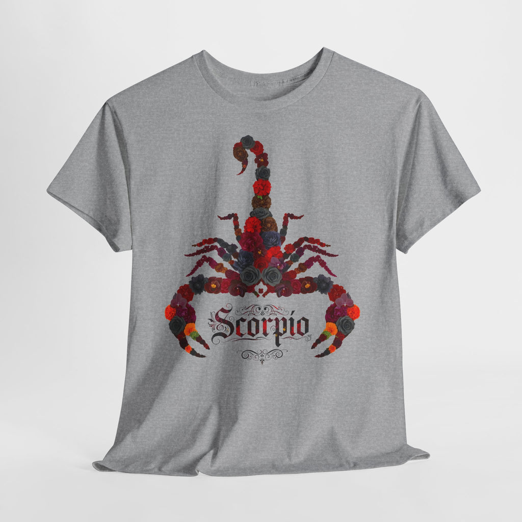 Skorpion: Frontprint, Unisex T-Shirt - Florales Sternzeichen Astrologie (Scorpio)