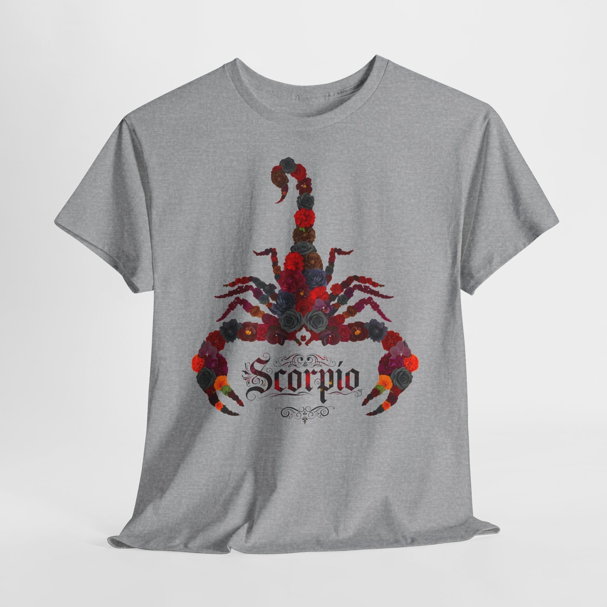 Skorpion: Frontprint, Unisex T-Shirt - Florales Sternzeichen Astrologie (Scorpio)