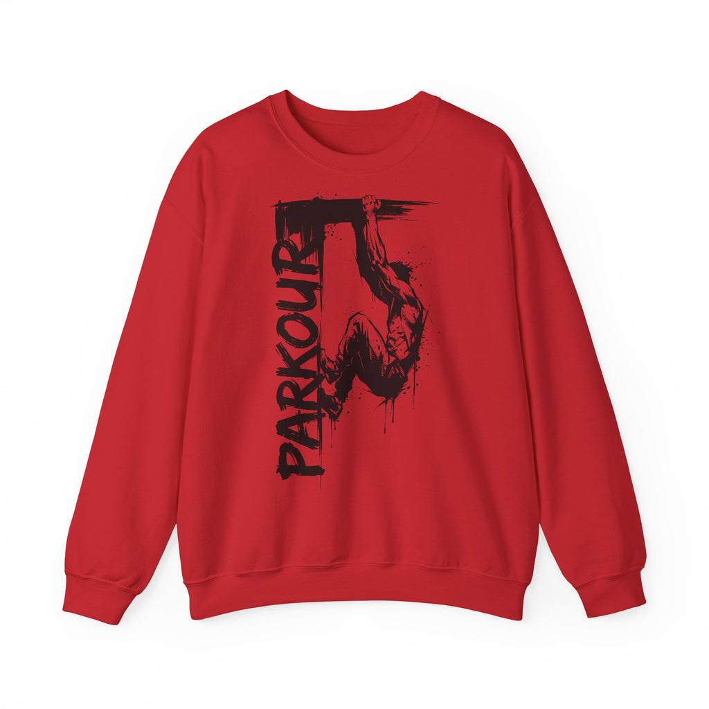 Parkour 08: Frontprint, Unisex Sweatshirt - Urban Stunt Silhouette Crewneck