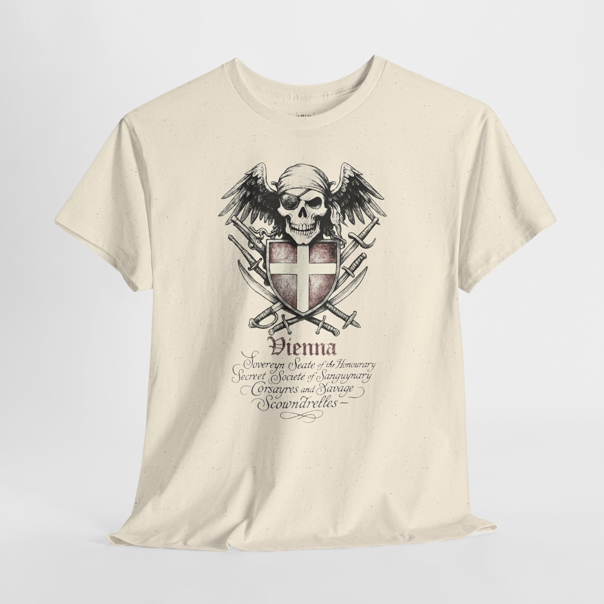 Grimwater Edition - Vienna, the sinister old headquarter of the Secret Society of bloodthirsty Pirates, Skull and Sword Gothic T-shirt