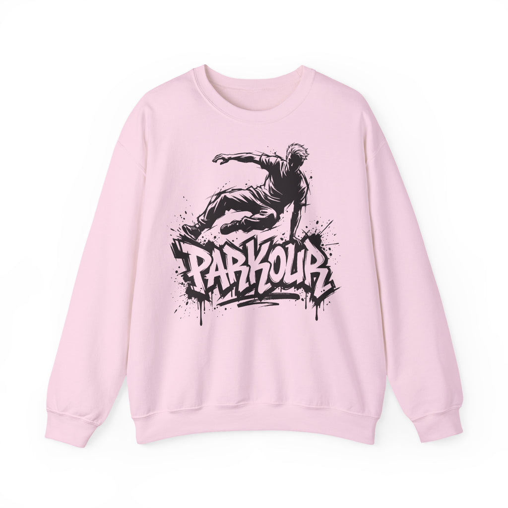 Parkour 07: Frontprint, Unisex Sweatshirt - Urban Stunt Silhouette Crewneck