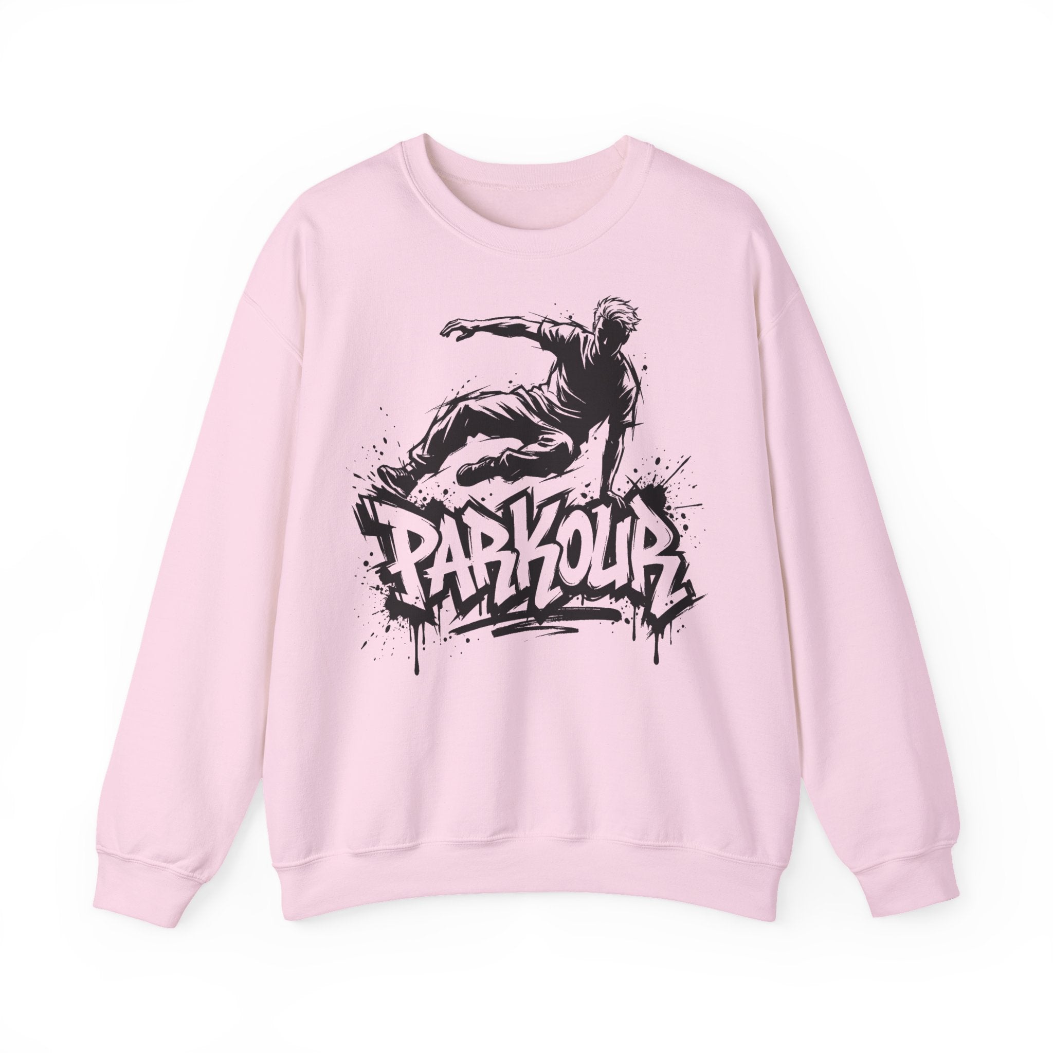 Parkour 07: Frontprint, Unisex Sweatshirt - Urban Stunt Silhouette Crewneck