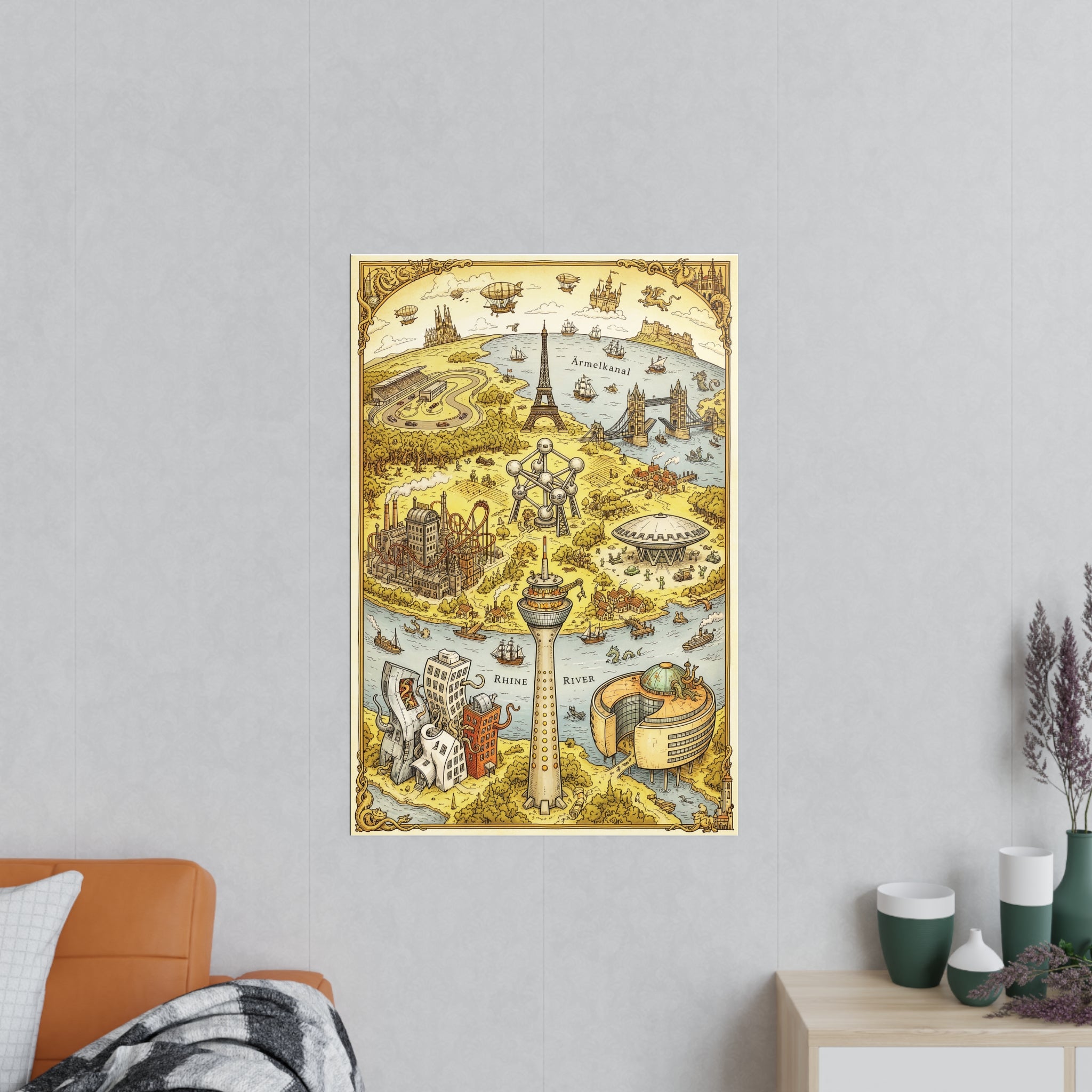 Poster 60 x 90: Düsseldorf (Vintage Fantasy Collection)