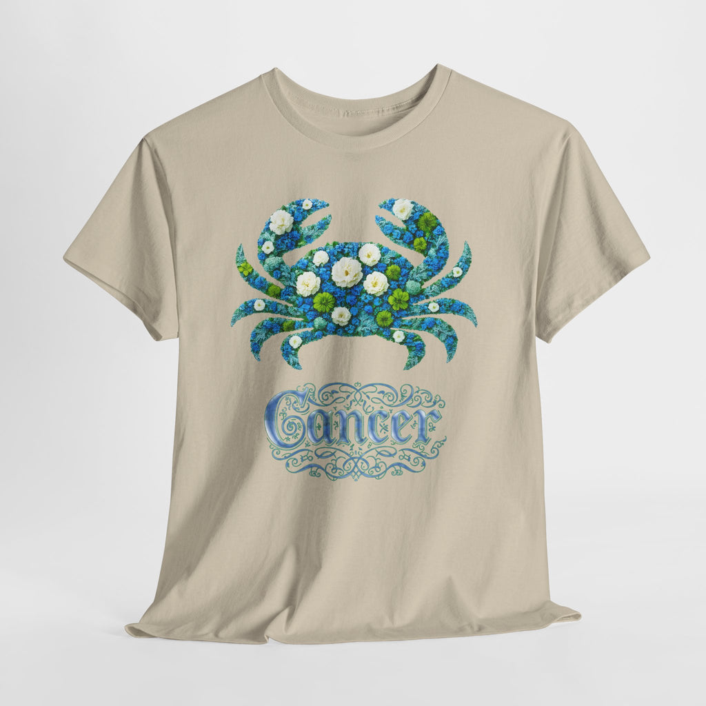 Cancer Floral Zodiac Tee, Astrology Shirt, Gift for Cancer, Horoscope Apparel, Unisex Tees, Cute Crab Design