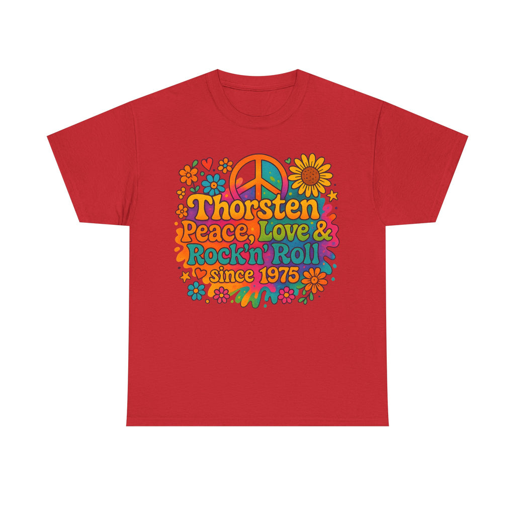 Thorsten, 1975, Retro Peace & Love Tee, Unisex Heavy Cotton Top, Vintage Rock'n'Roll Shirt, Music Lover Gift, 70s Inspired Fashion