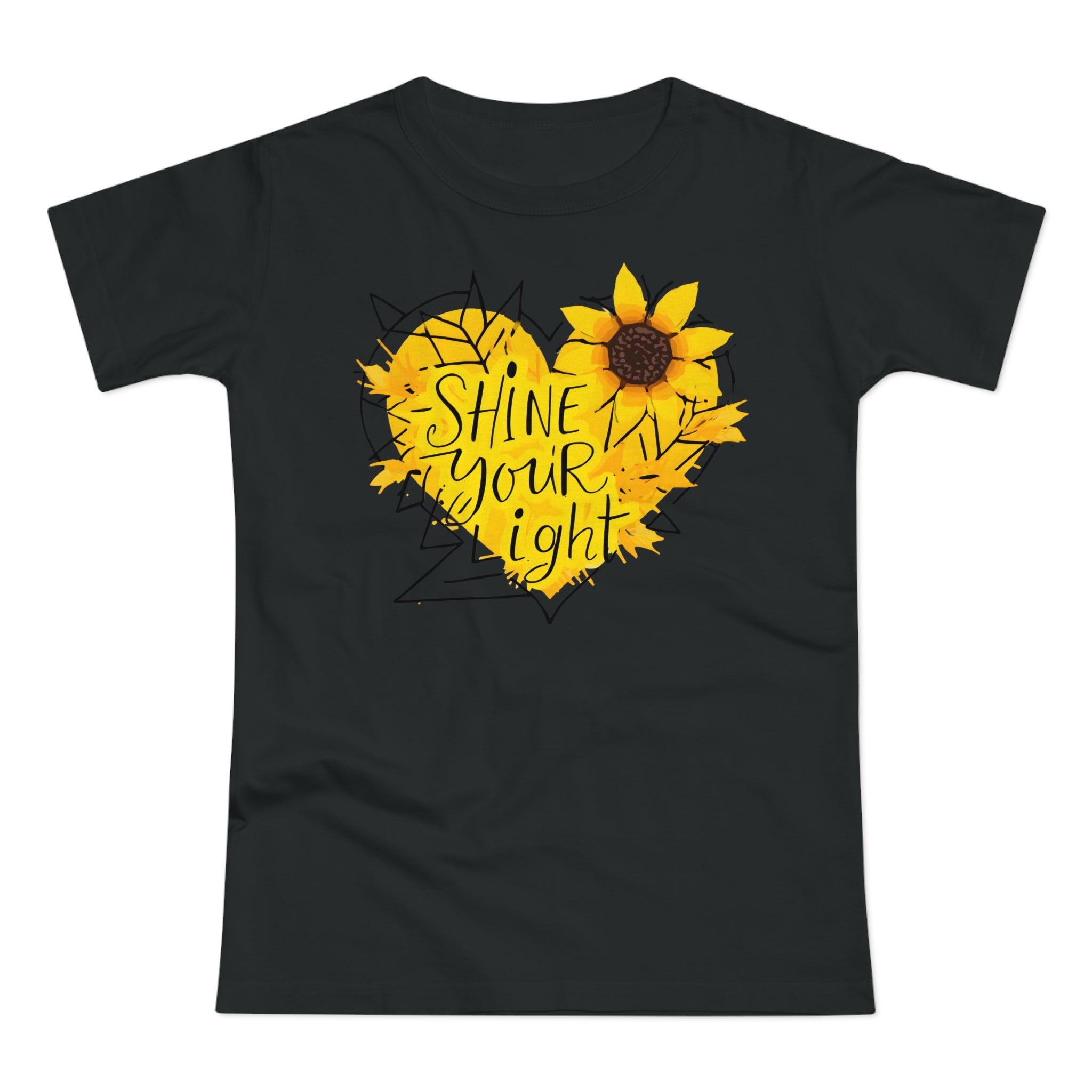 Sunflower Heart, Frontprint, Womens' T-Shirt, Shine Your Light