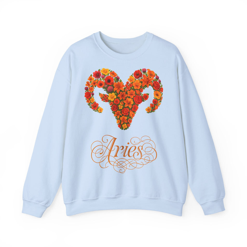 Widder: Frontprint, Unisex Sweatshirt, florales Sternzeichen, Zodiac Astrologie (Aries)