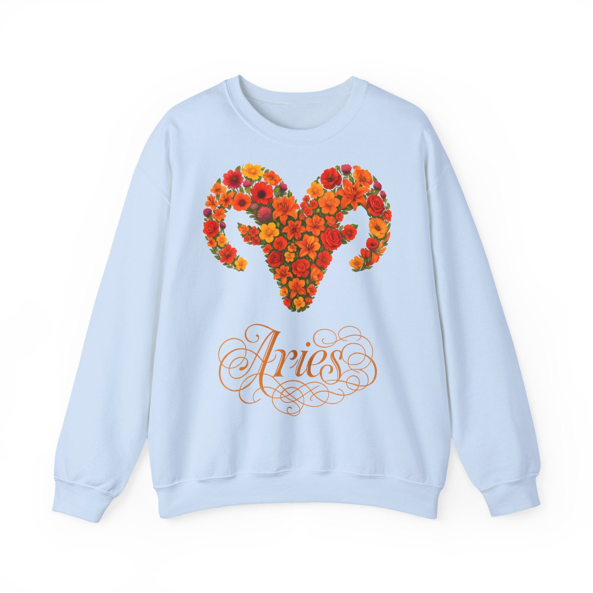 Widder: Frontprint, Unisex Sweatshirt, florales Sternzeichen, Zodiac Astrologie (Aries)