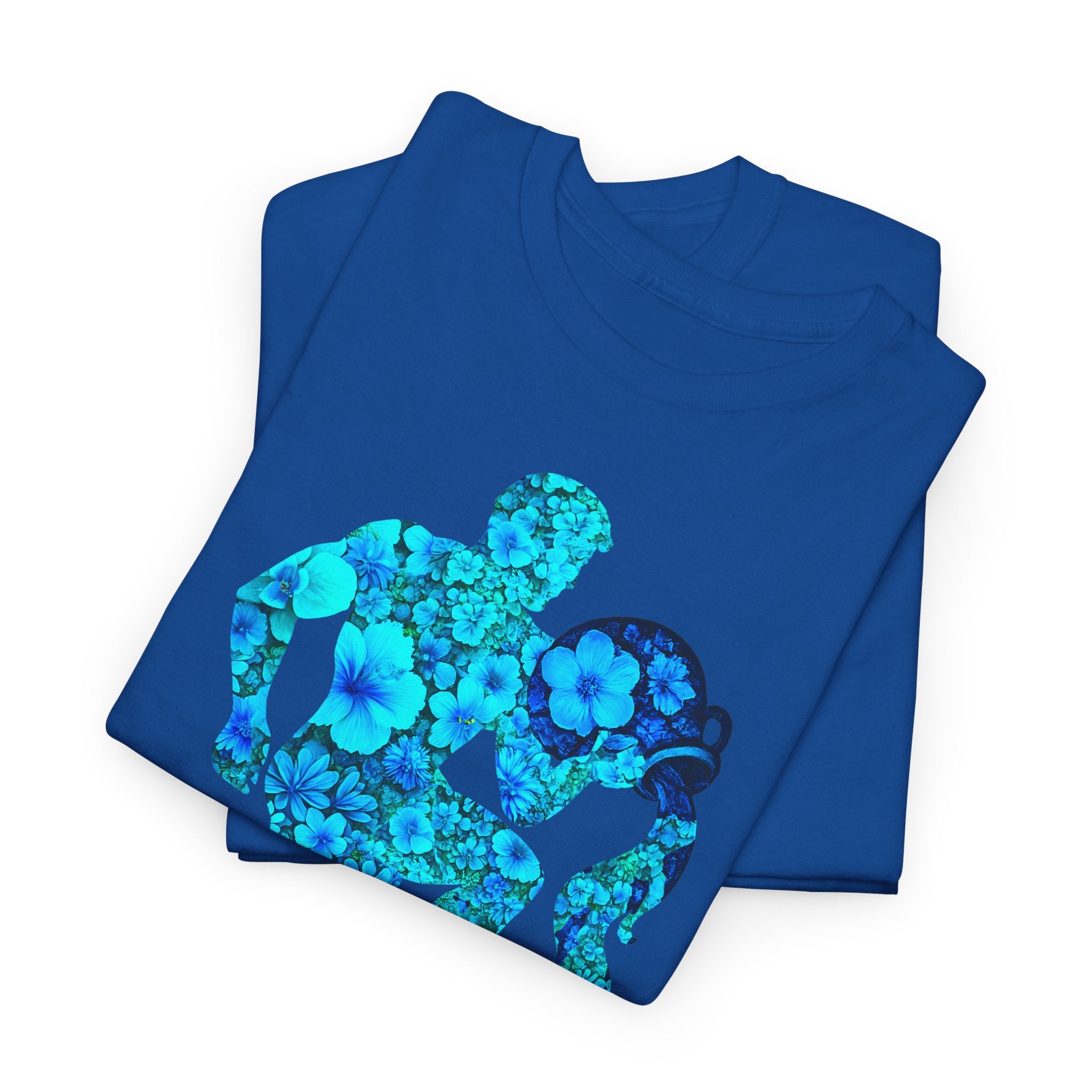 Wassermann: Frontprint, Unisex T-Shirt - Florales Sternzeichen Astrologie (Aquarius)