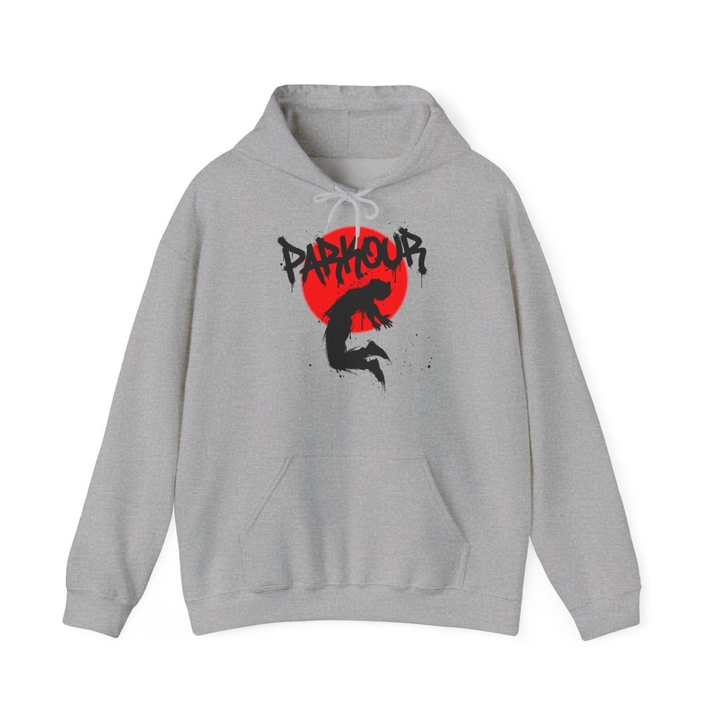 Parkour A: Frontprint, Unisex Hoodie - Urban Stunt Silhouette