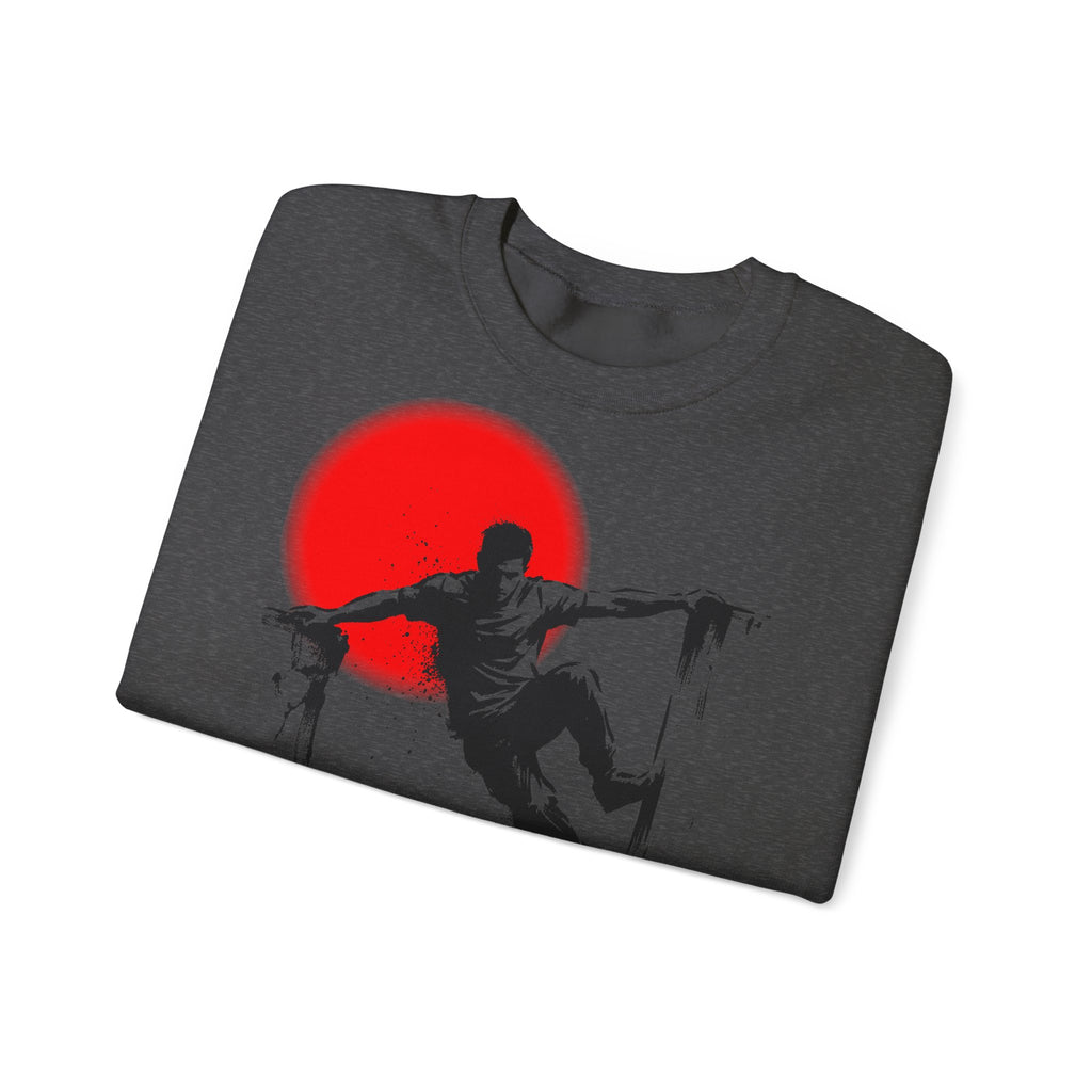 Parkour D: Front-/Backprint, Unisex Sweatshirt - Urban Stunt Silhouette Crewneck