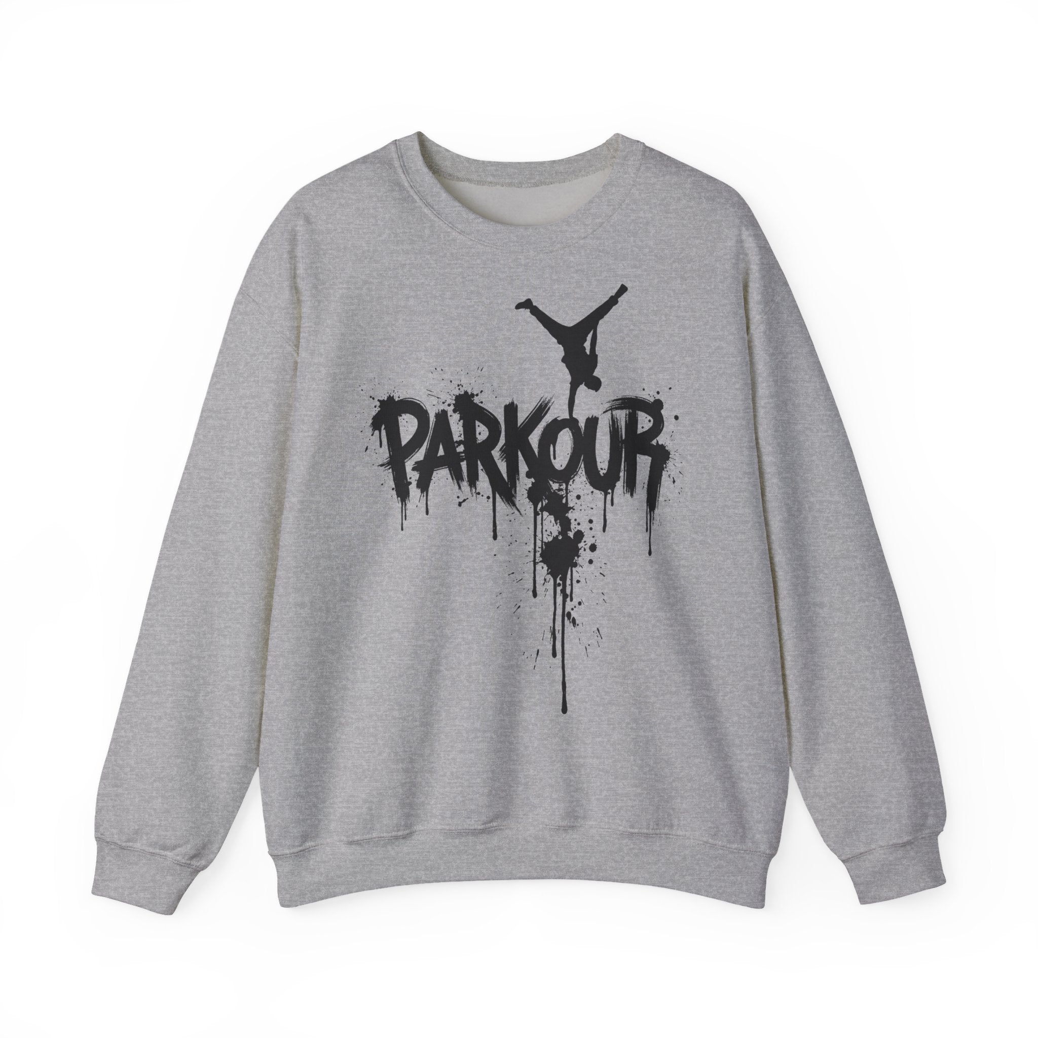 Parkour 05: Frontprint, Unisex Sweatshirt - Urban Stunt Silhouette Crewneck