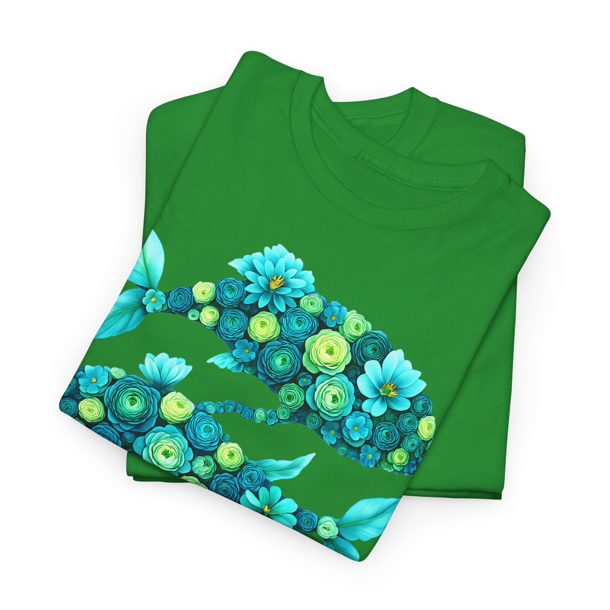 Fische: Frontprint, Unisex T-Shirt - Florales Sternzeichen Astrologie (Pisces)