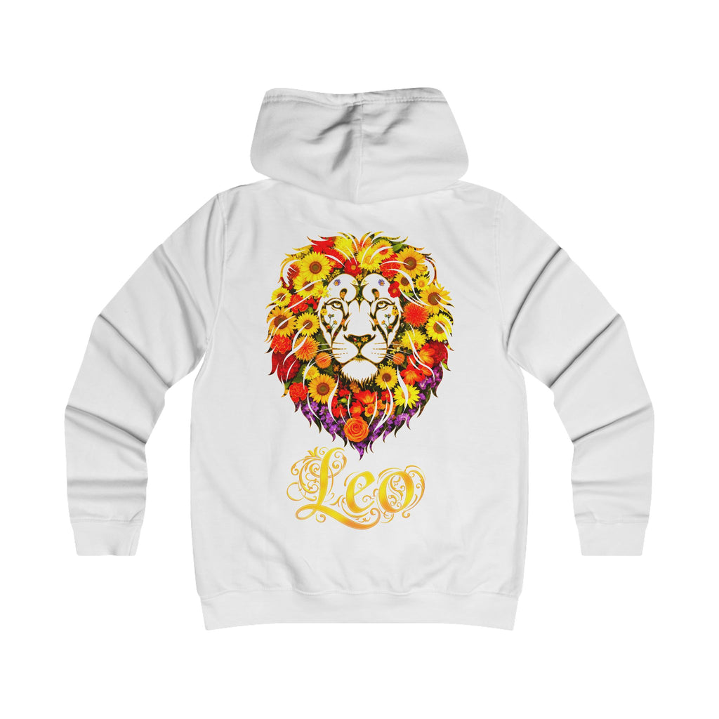 Löwe: Backprint, Womens' Hoodie - florales Sternzeichen, Zodiac (Leo)