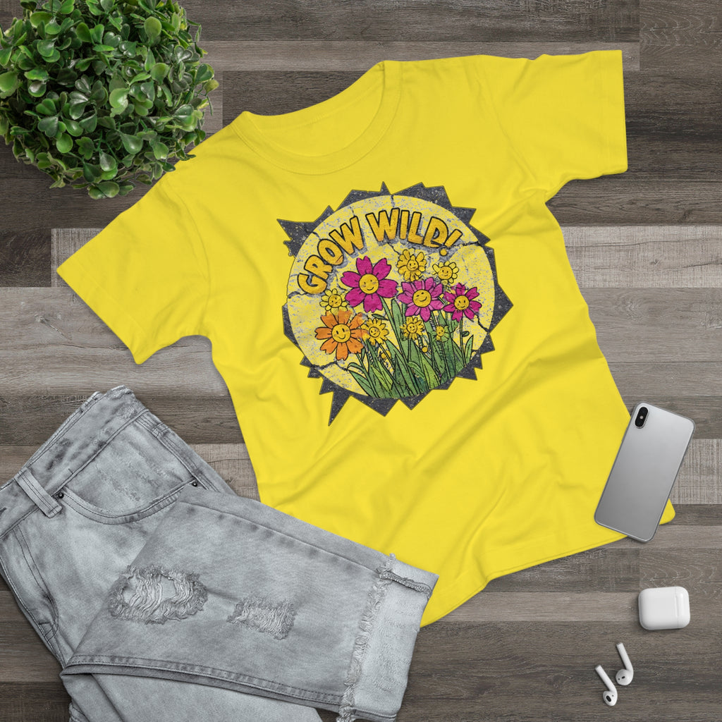 Grow Wild', Frontprint, Women's T-Shirt, Floral Tee for Garden Lovers, Spring Fashion, Eco-Friendly Gift, Nature-Inspired Apparel