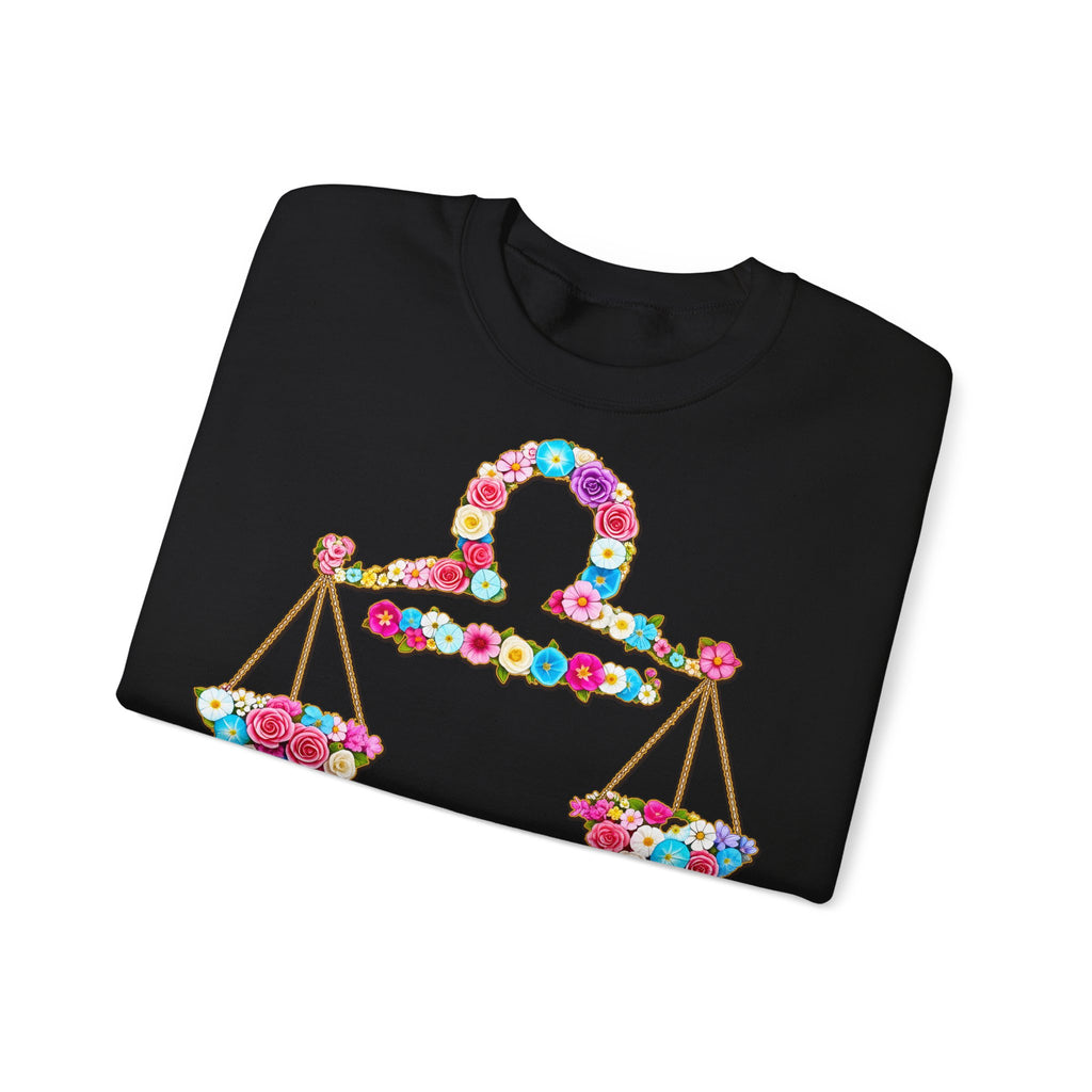 Waage: Frontprint, Unisex Sweatshirt, florales Sternzeichen, Zodiac Astrologie (Libra)