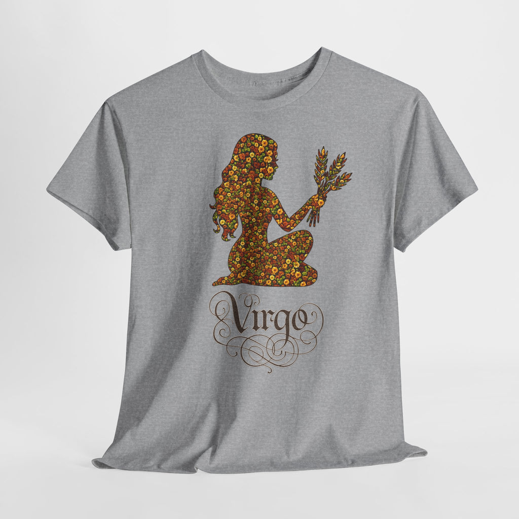 Jungfrau: Frontprint, Unisex T-Shirt - Florales Sternzeichen Astrologie (Virgo)