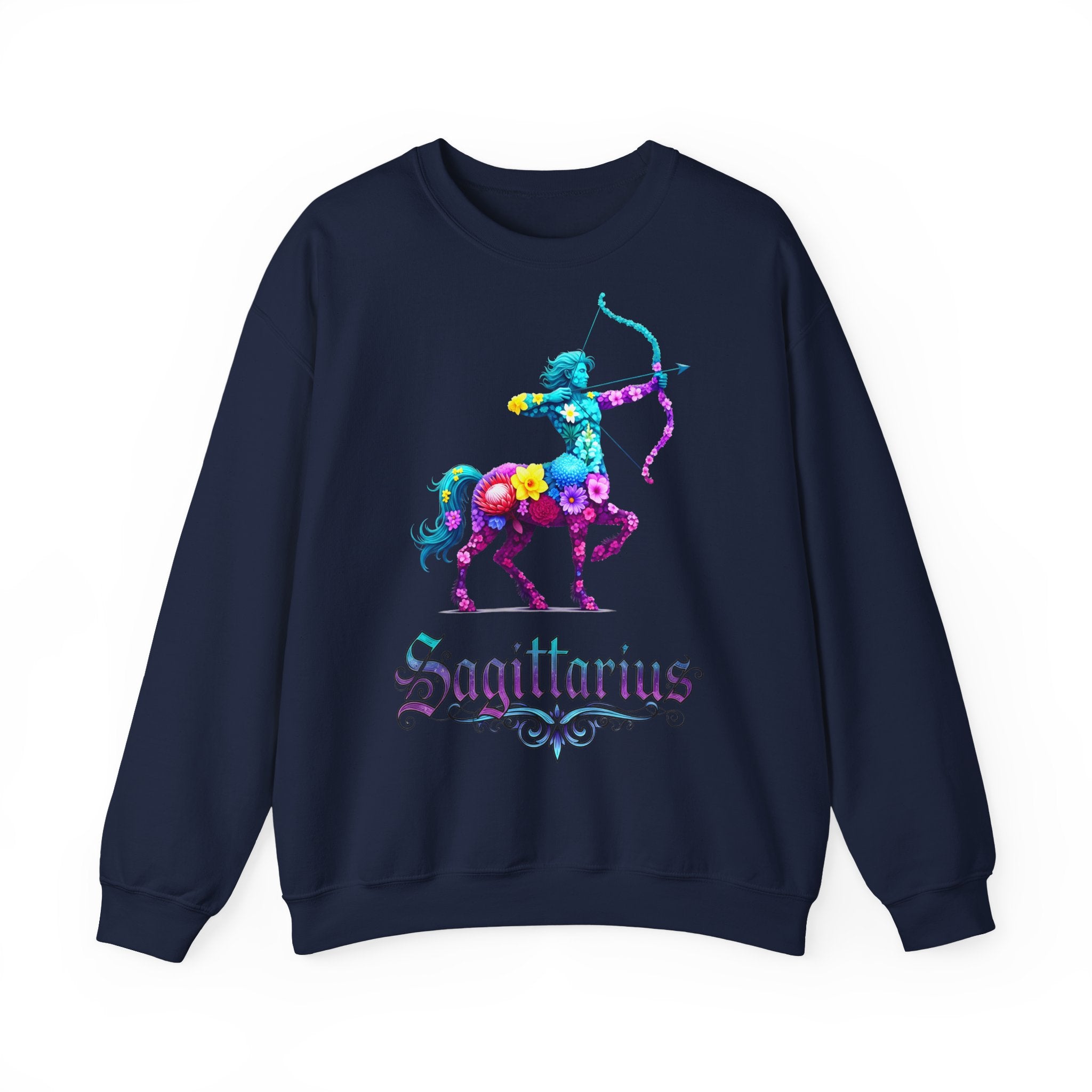 Schütze: Frontprint, Unisex Sweatshirt, florales Sternzeichen, Zodiac Astrologie (Sagittarius)