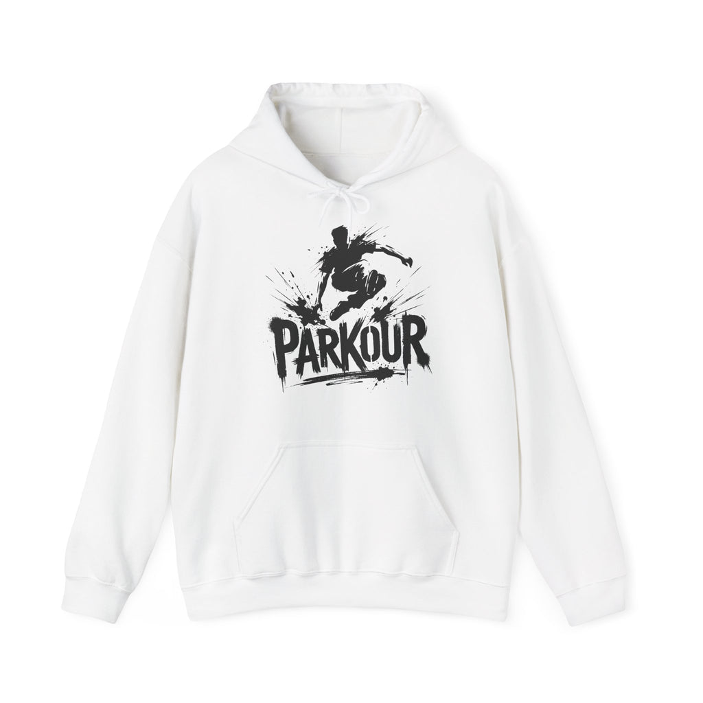 Parkour 01: Frontprint, Unisex Hoodie - Urban Stunt Silhouette Crewneck