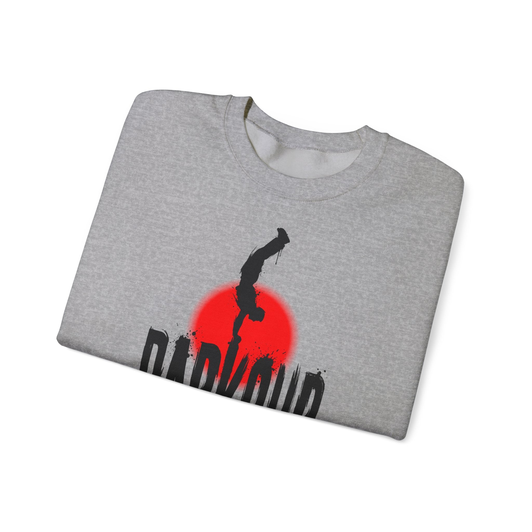 Parkour B: Frontprint, Unisex Sweatshirt - Urban Stunt Silhouette Crewneck