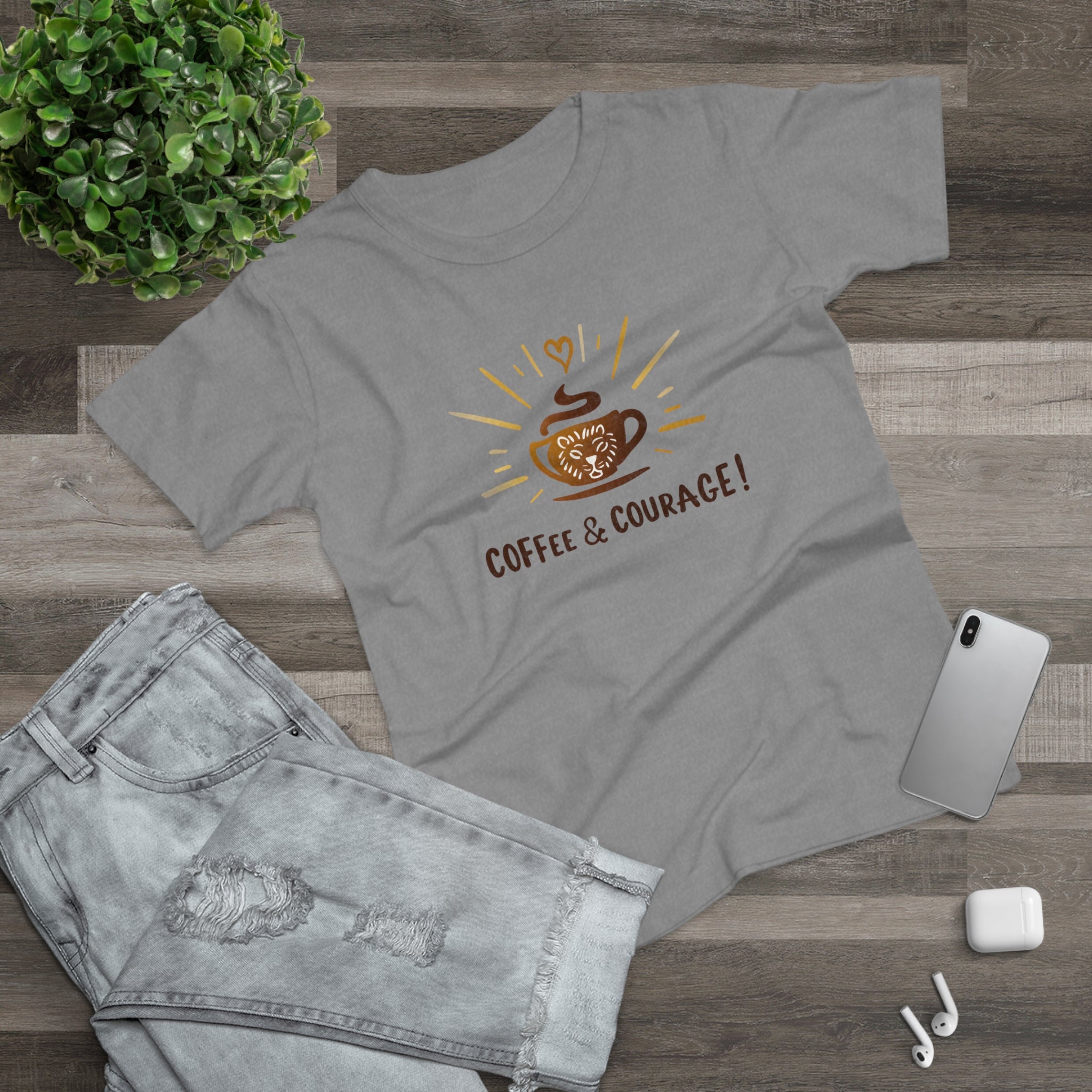 Coffee & Courage, Frontprint, Women's T-Shirt