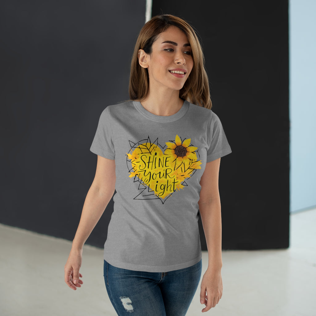 Sunflower Heart, Frontprint, Womens' T-Shirt, Shine Your Light