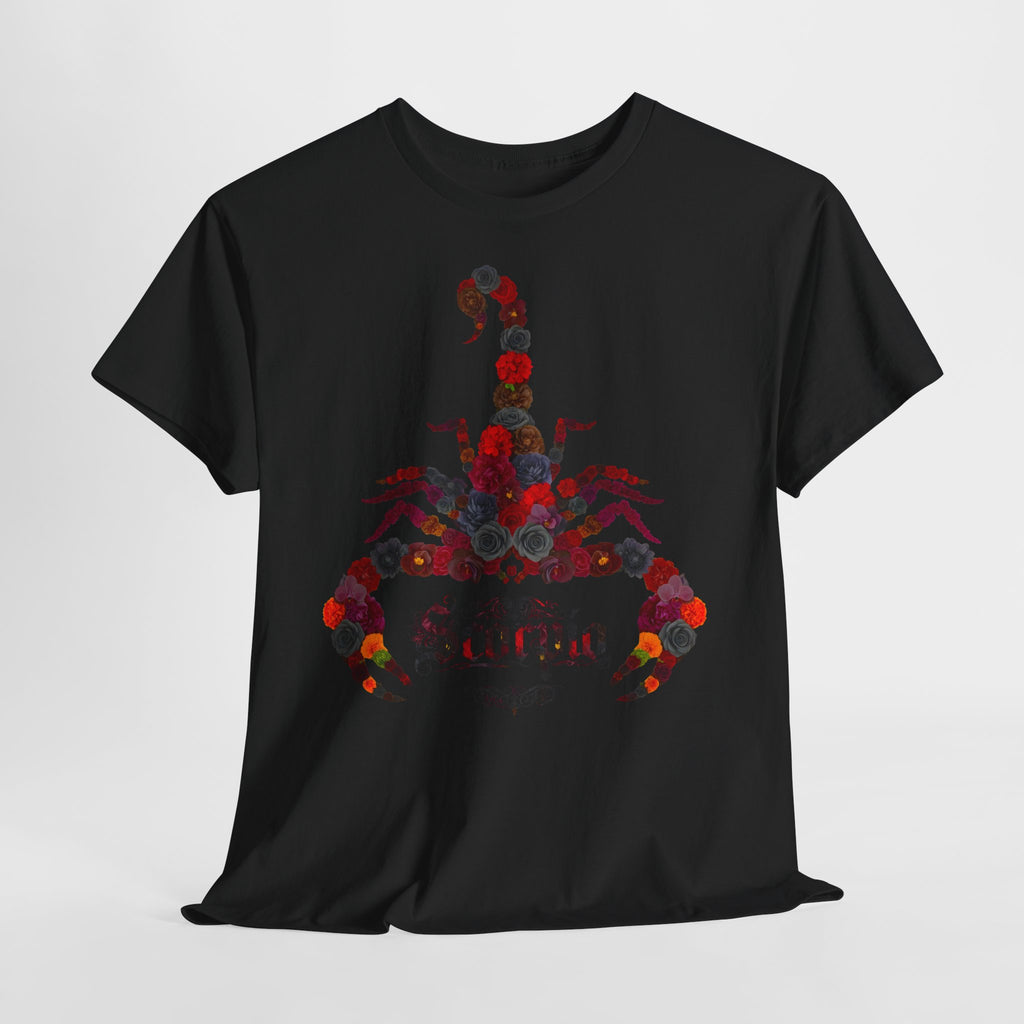 Skorpion: Frontprint, Unisex T-Shirt - Florales Sternzeichen Astrologie (Scorpio)