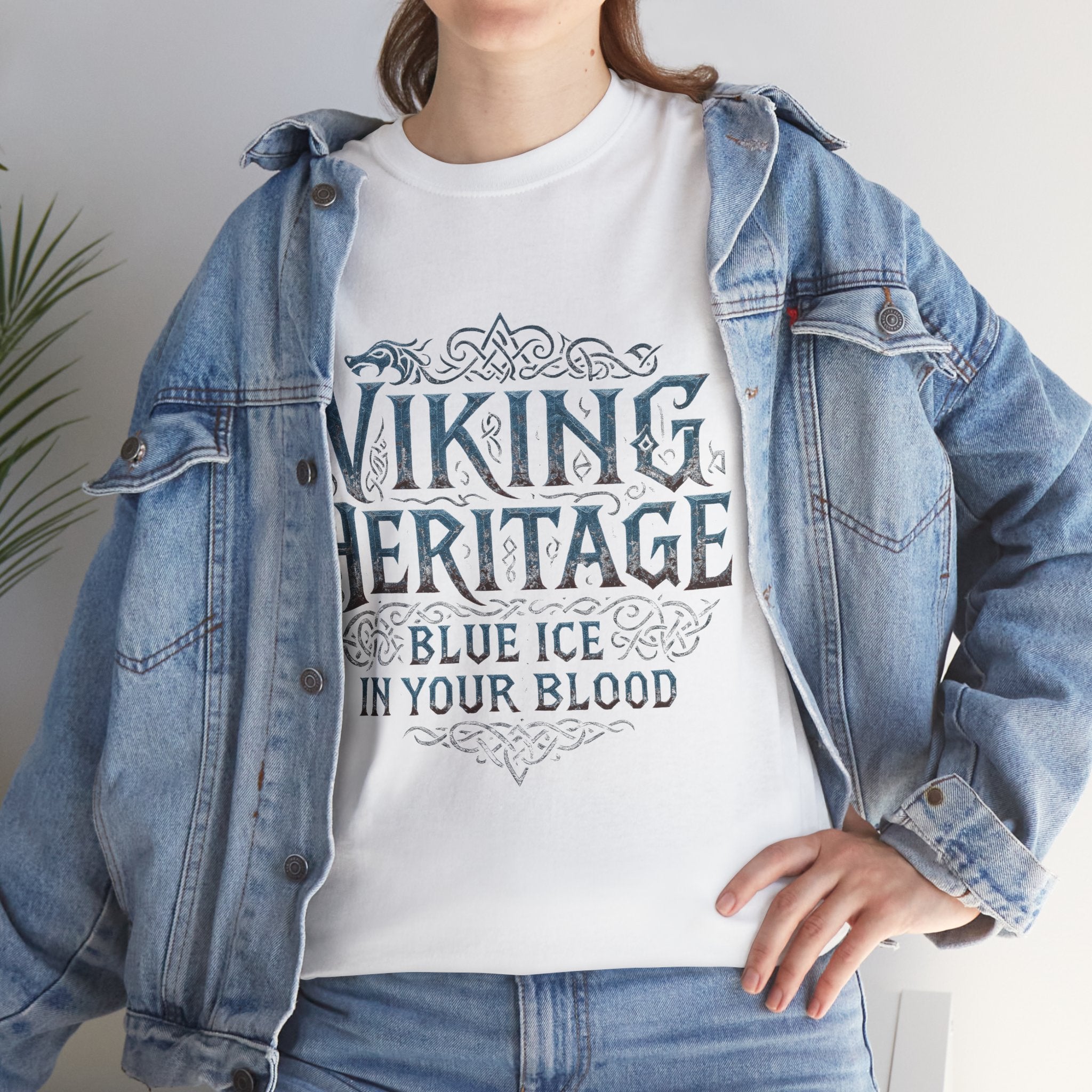 Viking Heritage Unisex Heavy Cotton Tee, Nordic Pride Shirt, Gift for Viking Fans, Heritage Apparel, Casual Wear, Blue Ice in Your Blood Tee