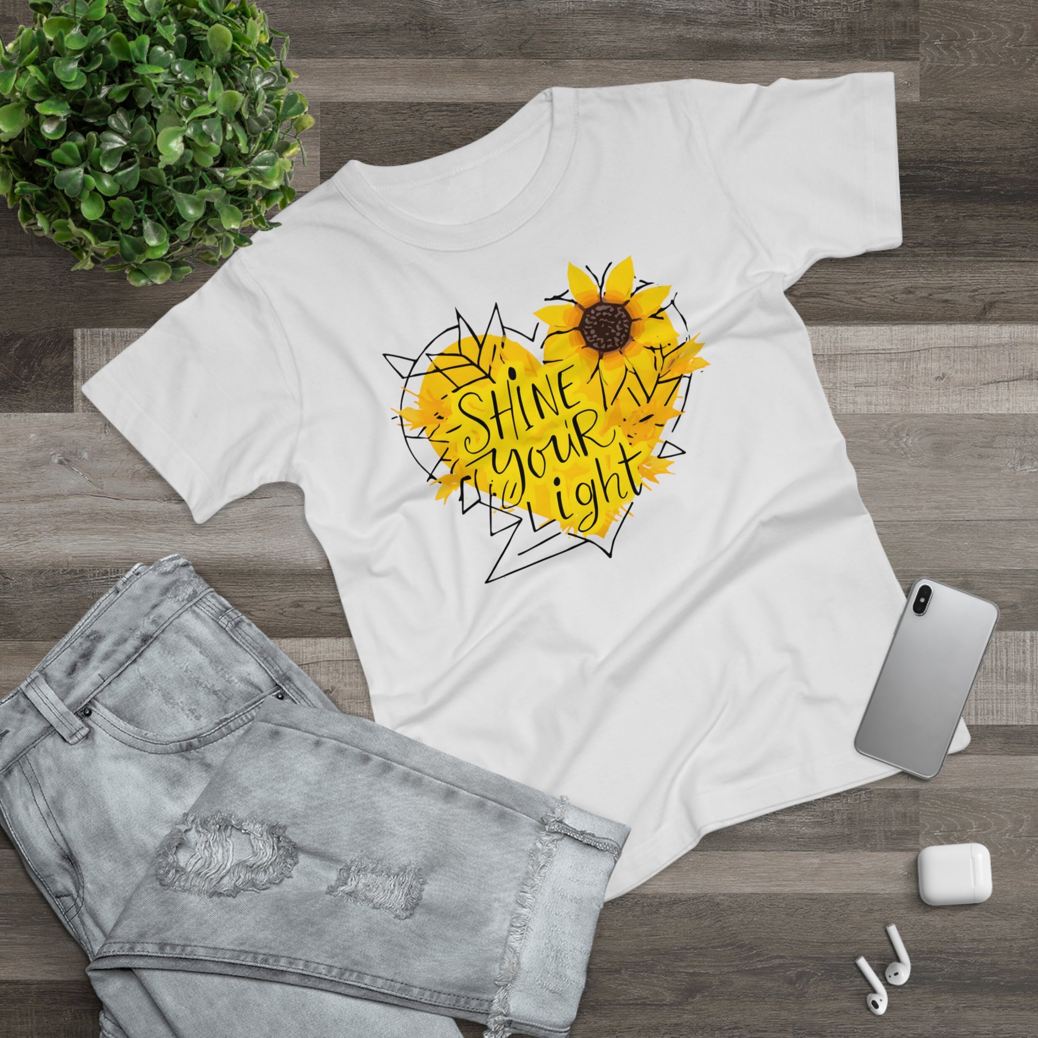 Sunflower Heart, Frontprint, Womens' T-Shirt, Shine Your Light