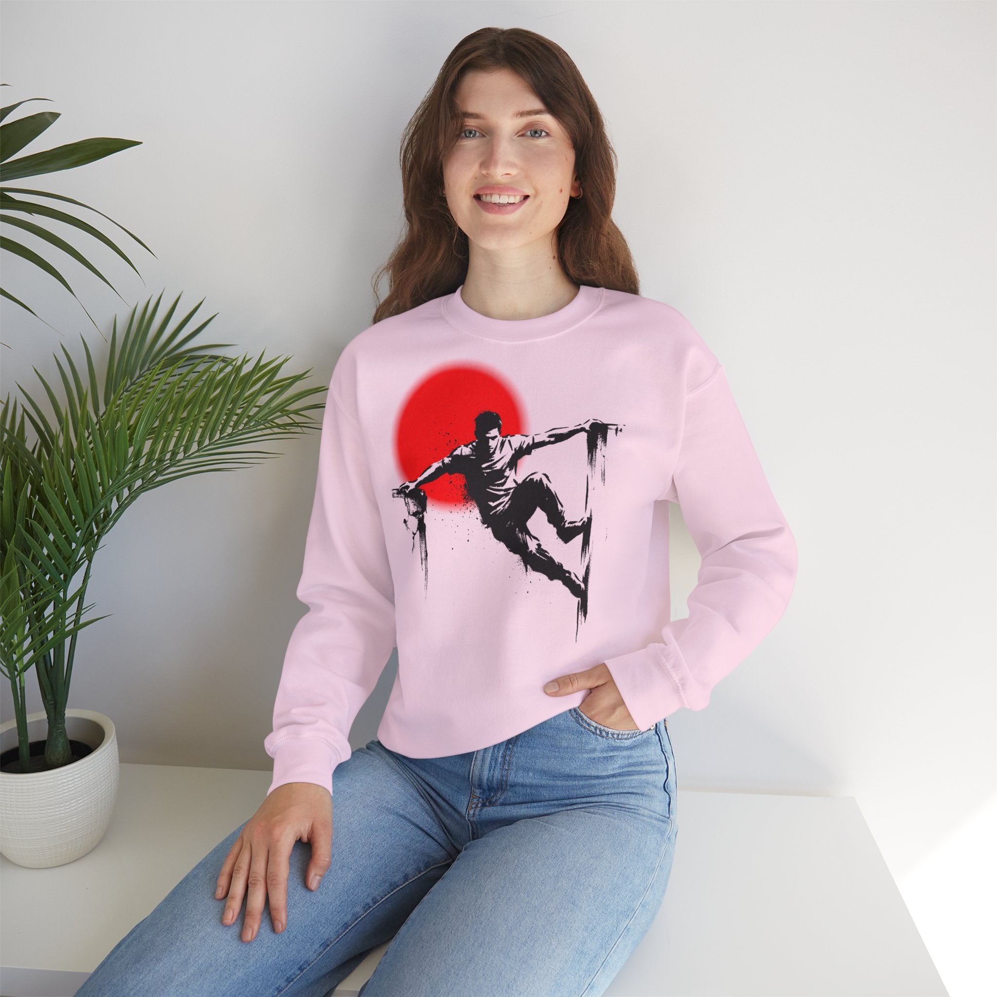 Parkour D: Front-/Backprint, Unisex Sweatshirt - Urban Stunt Silhouette Crewneck