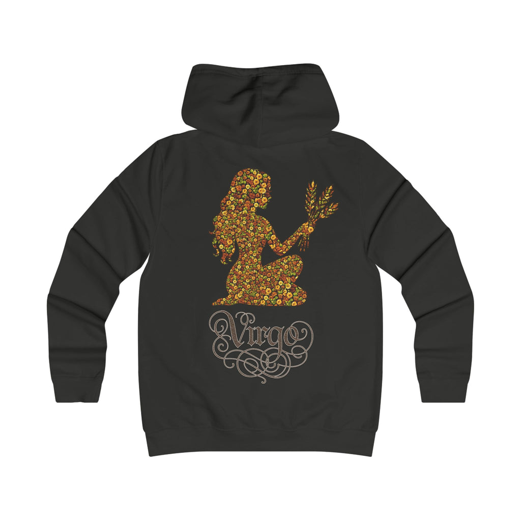 Jungfrau: Backprint, Womens' Hoodie - florales Sternzeichen, Zodiac (Virgo)