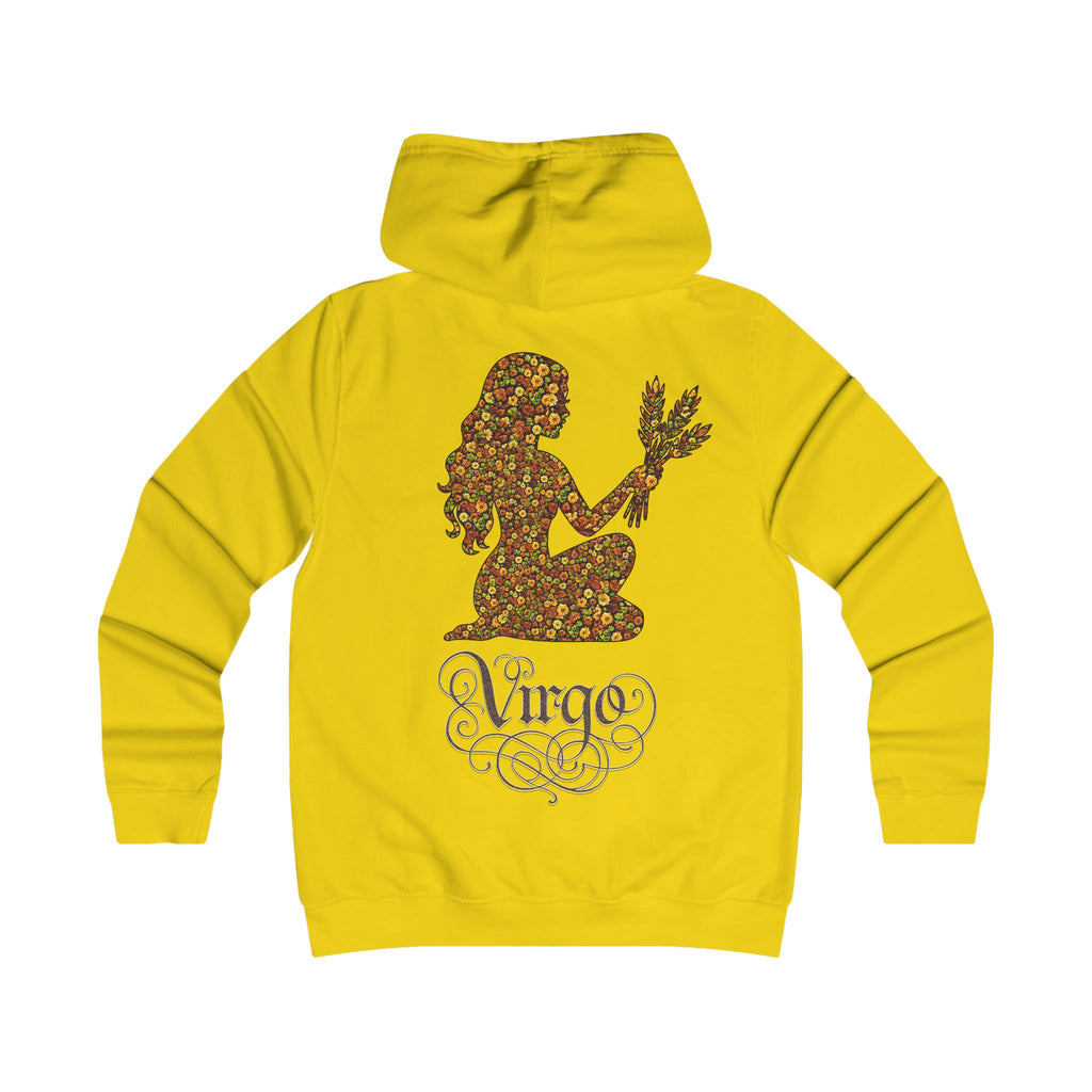 Jungfrau: Backprint, Womens' Hoodie - florales Sternzeichen, Zodiac (Virgo)