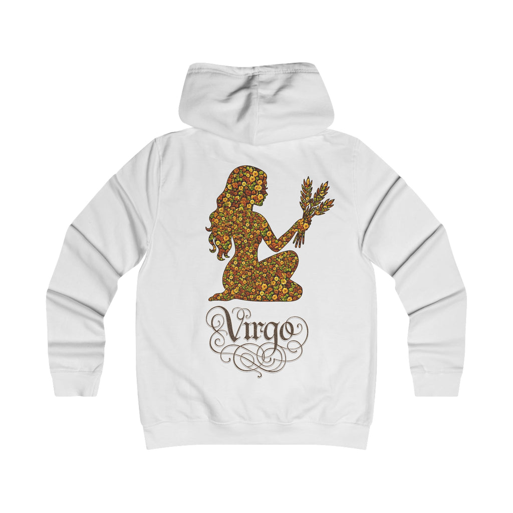 Jungfrau: Backprint, Womens' Hoodie - florales Sternzeichen, Zodiac (Virgo)