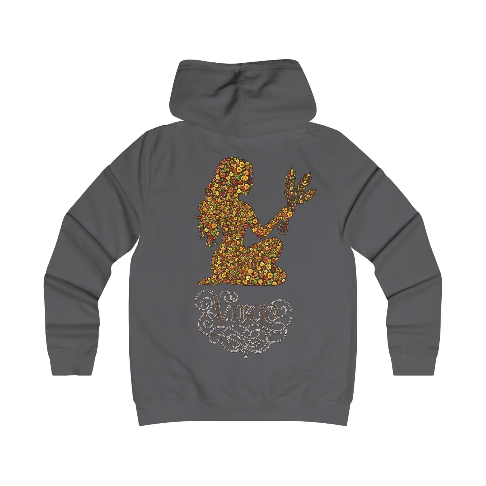Jungfrau: Backprint, Womens' Hoodie - florales Sternzeichen, Zodiac (Virgo)