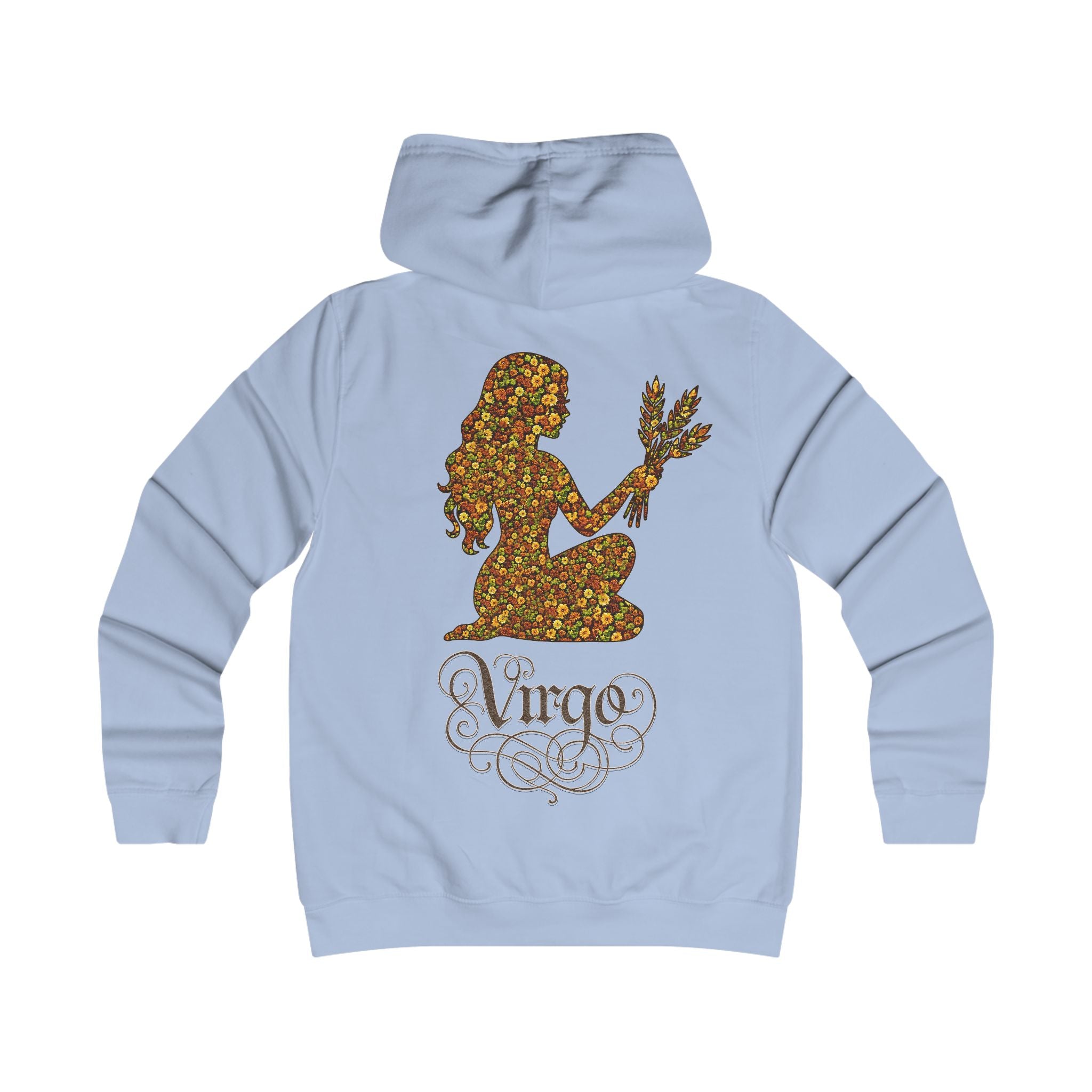Jungfrau: Backprint, Womens' Hoodie - florales Sternzeichen, Zodiac (Virgo)