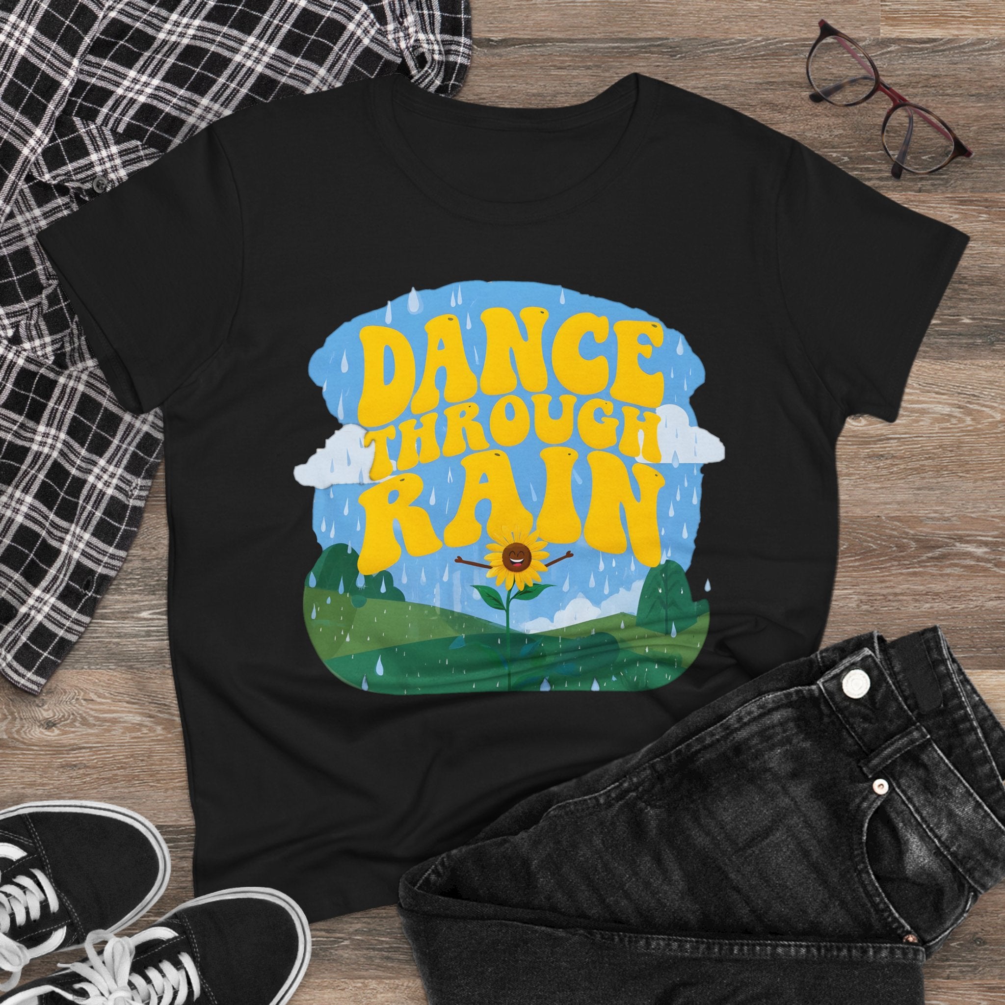 Dance through Rain - Miss Positive Vibes: Frontprint, Womens' T-Shirt