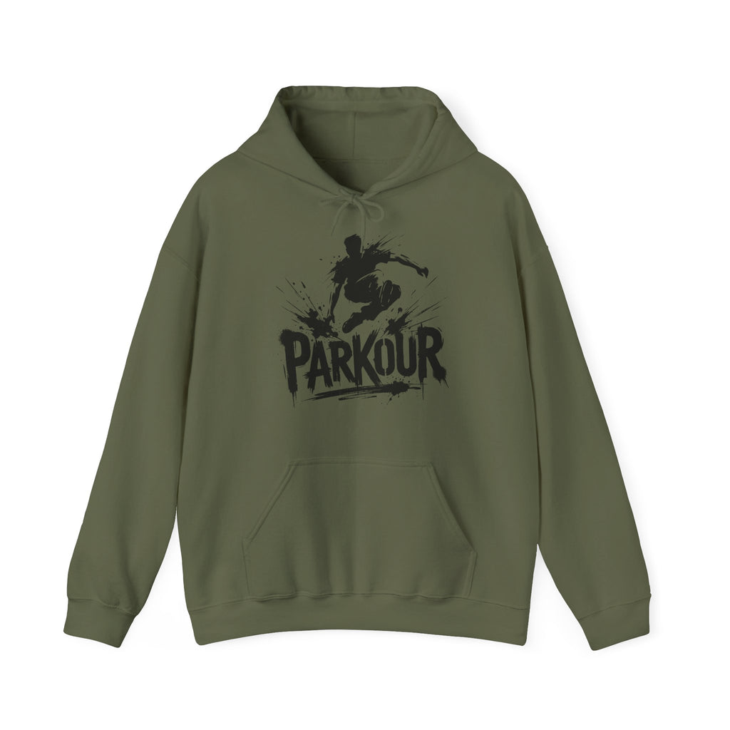 Parkour 01: Frontprint, Unisex Hoodie - Urban Stunt Silhouette Crewneck