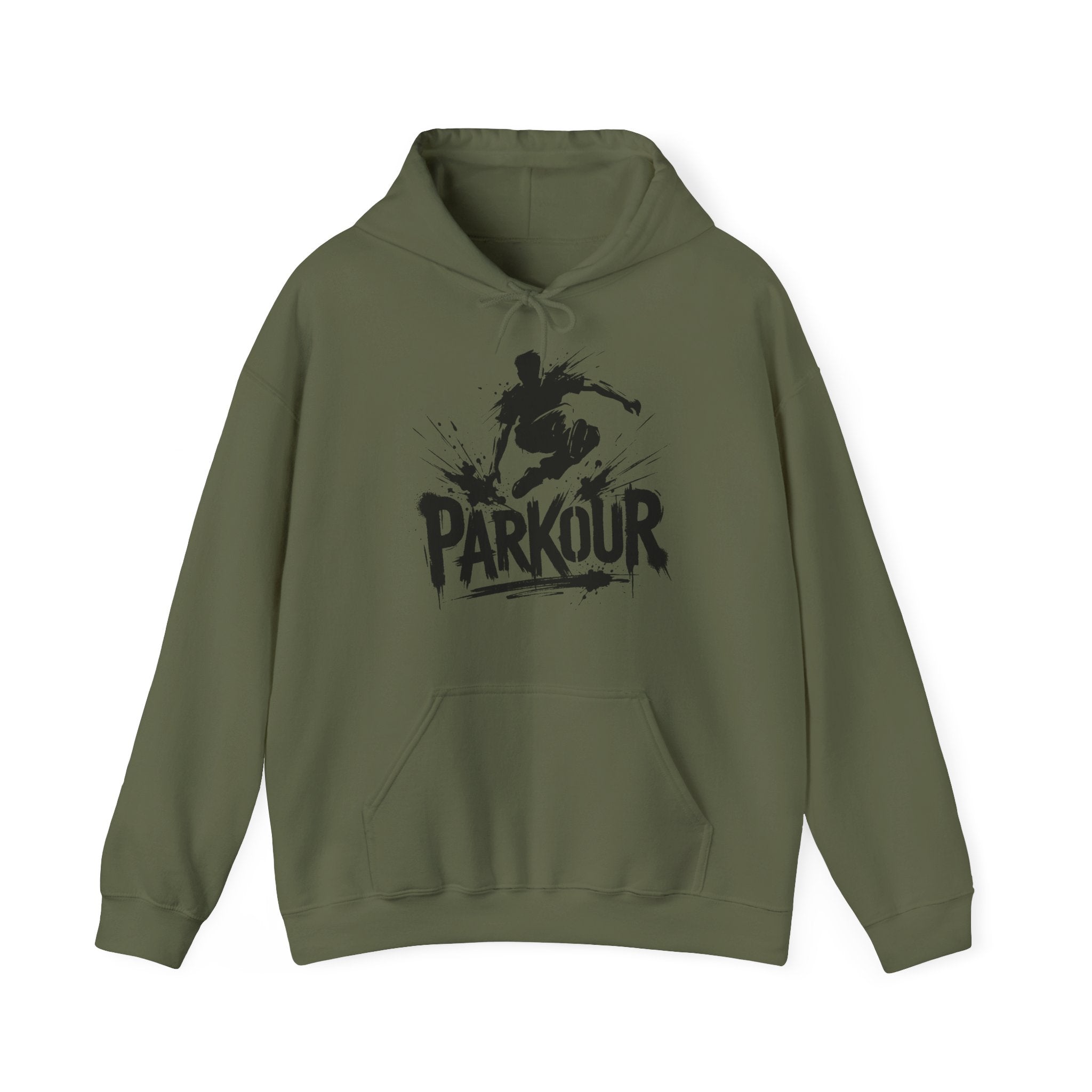 Parkour 01: Frontprint, Unisex Hoodie - Urban Stunt Silhouette Crewneck