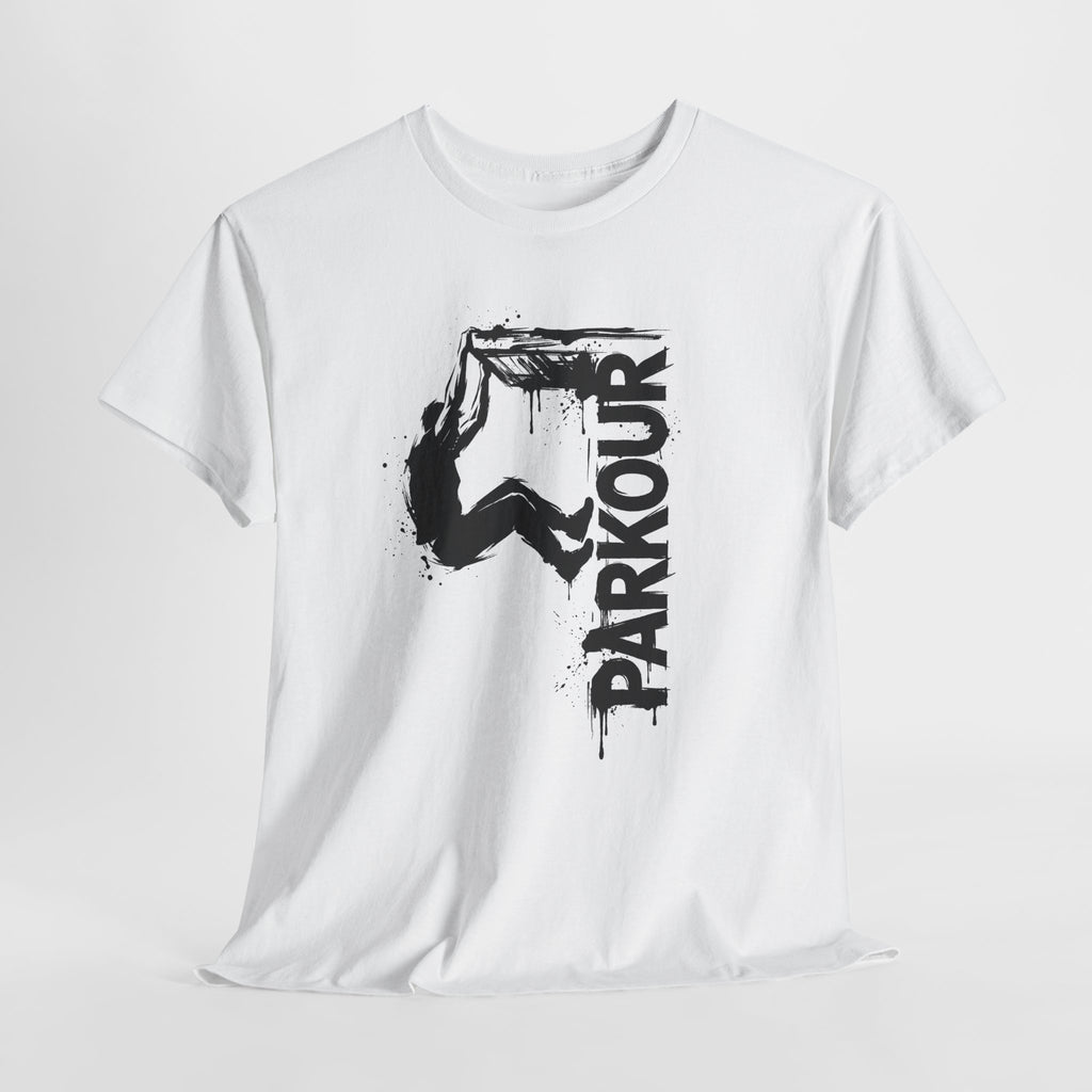 Parkour 09: Frontprint, Unisex T-Shirt - Urban Stunt Silhouette Crewneck