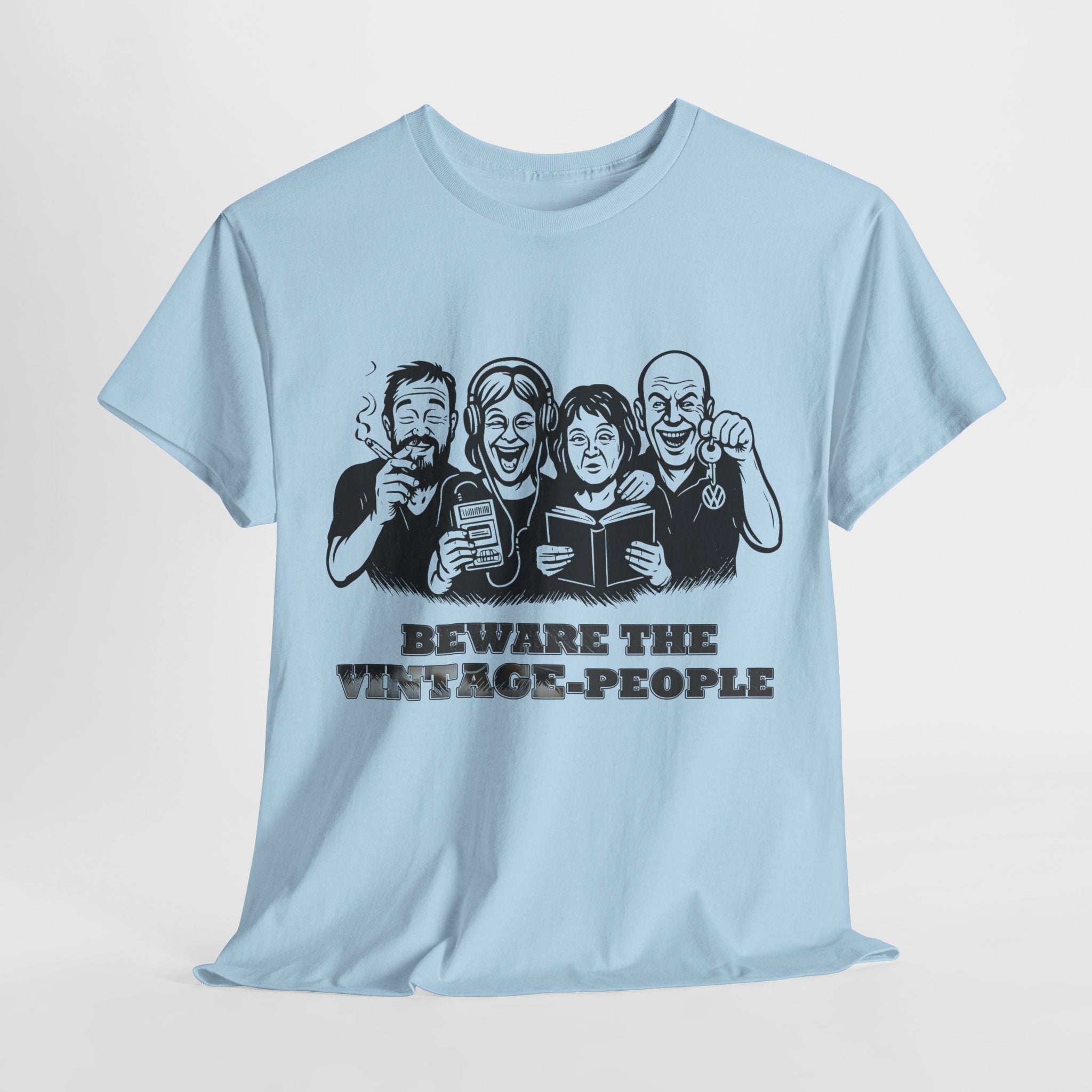 Vintage People - Retro Walkman, VW Bully, Peace Love Rock'n Roll Shirt