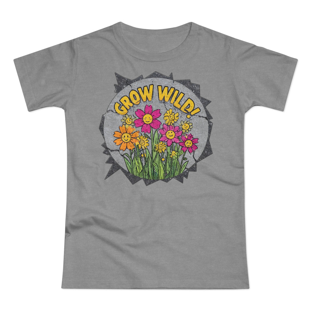 Grow Wild', Frontprint, Women's T-Shirt, Floral Tee for Garden Lovers, Spring Fashion, Eco-Friendly Gift, Nature-Inspired Apparel