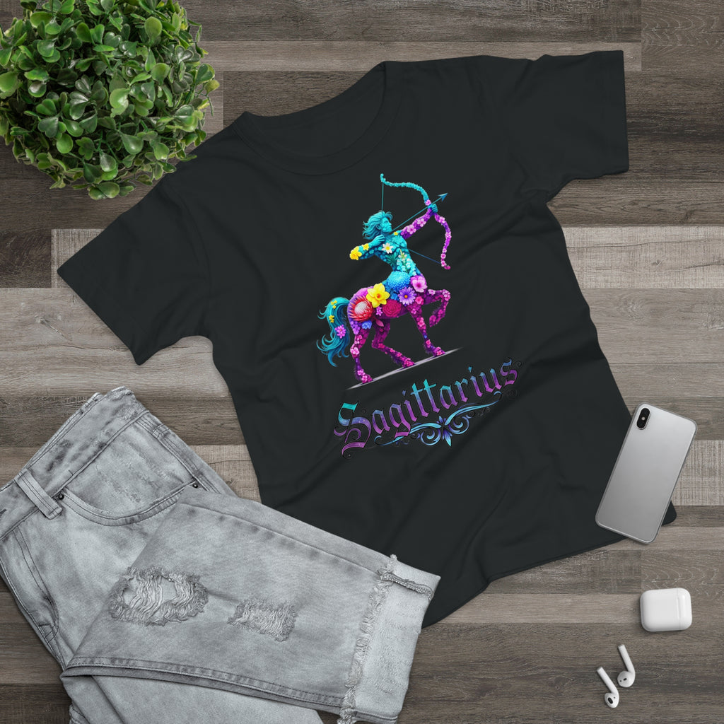 Schütze: Frontprint, Womens' T-Shirt, florales Sternzeichen, Zodiac Astrologie (Sagittarius)