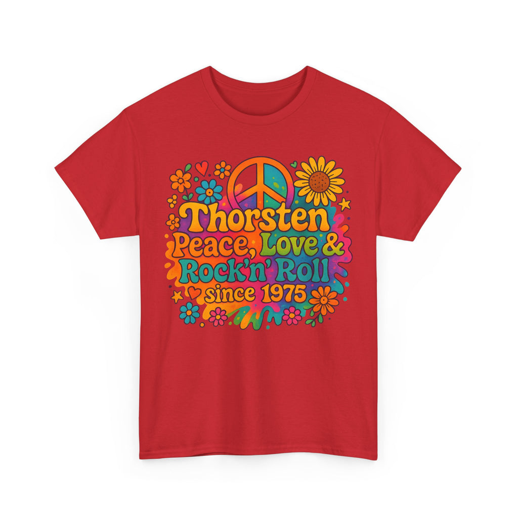Thorsten, 1975, Retro Peace & Love Tee, Unisex Heavy Cotton Top, Vintage Rock'n'Roll Shirt, Music Lover Gift, 70s Inspired Fashion