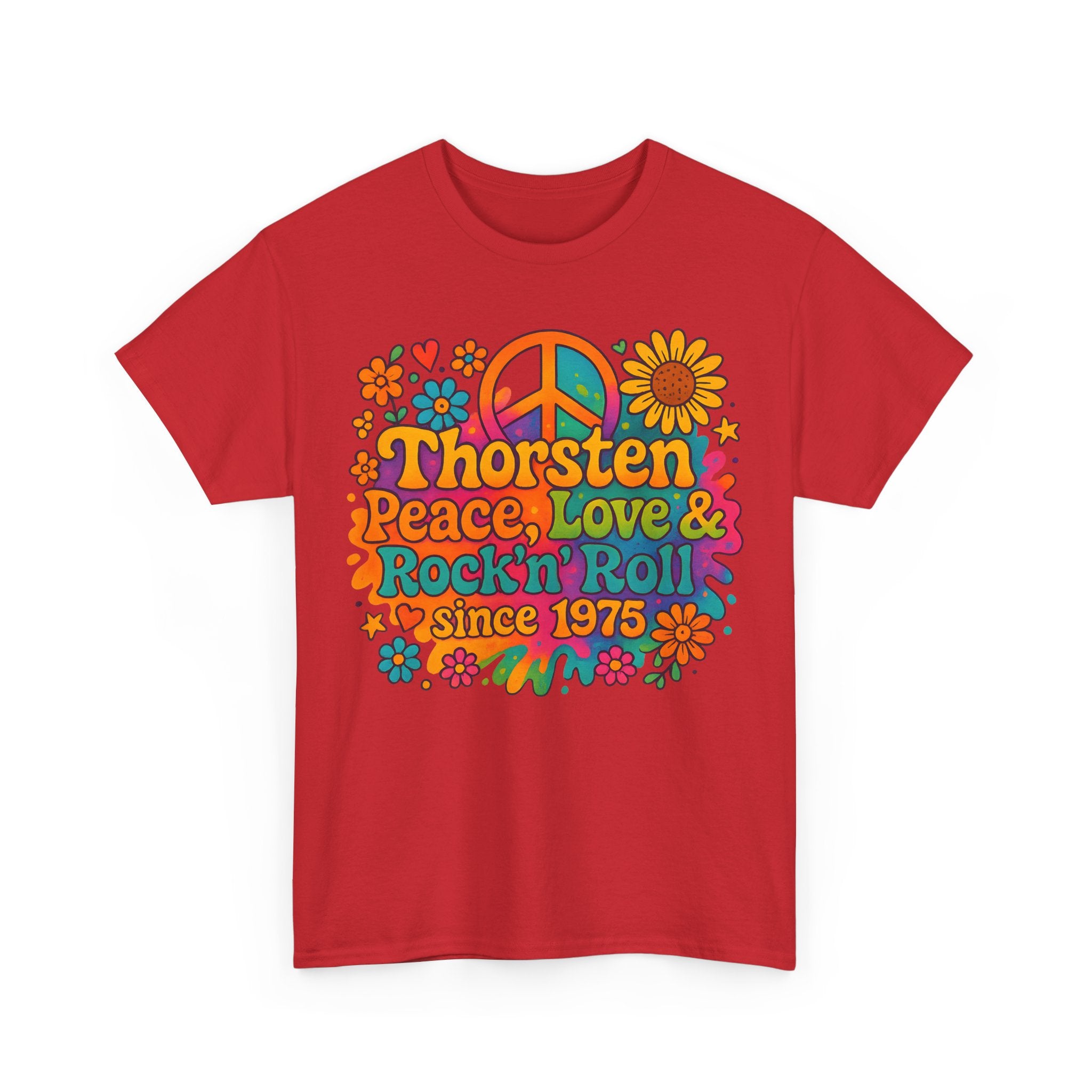 Thorsten, 1975, Retro Peace & Love Tee, Unisex Heavy Cotton Top, Vintage Rock'n'Roll Shirt, Music Lover Gift, 70s Inspired Fashion