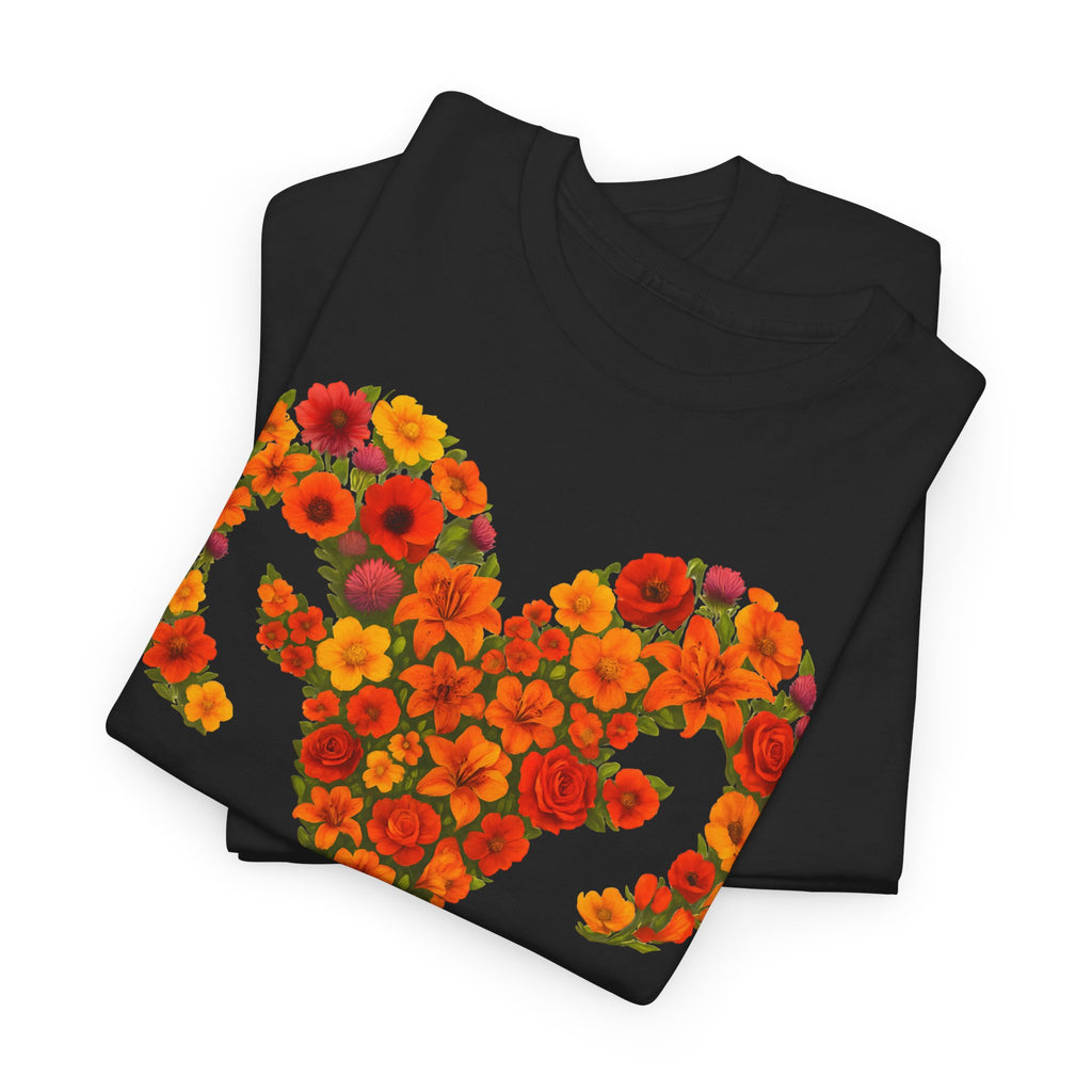 Widder: Frontprint, Unisex T-Shirt - Florales Sternzeichen Astrologie (Aries)