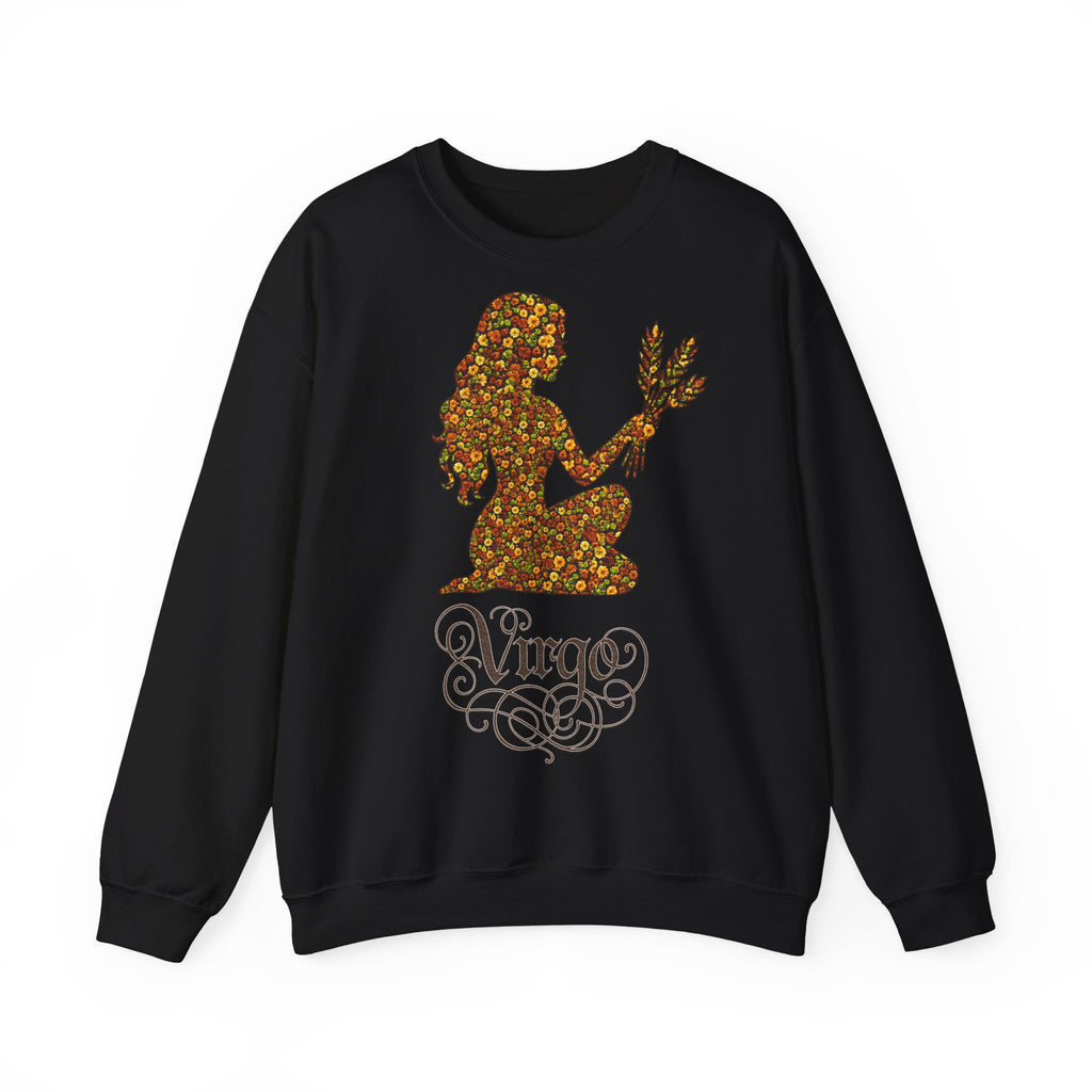 Jungfrau: Frontprint, Unisex Sweatshirt, florales Sternzeichen, Zodiac Astrologie (Virgo)