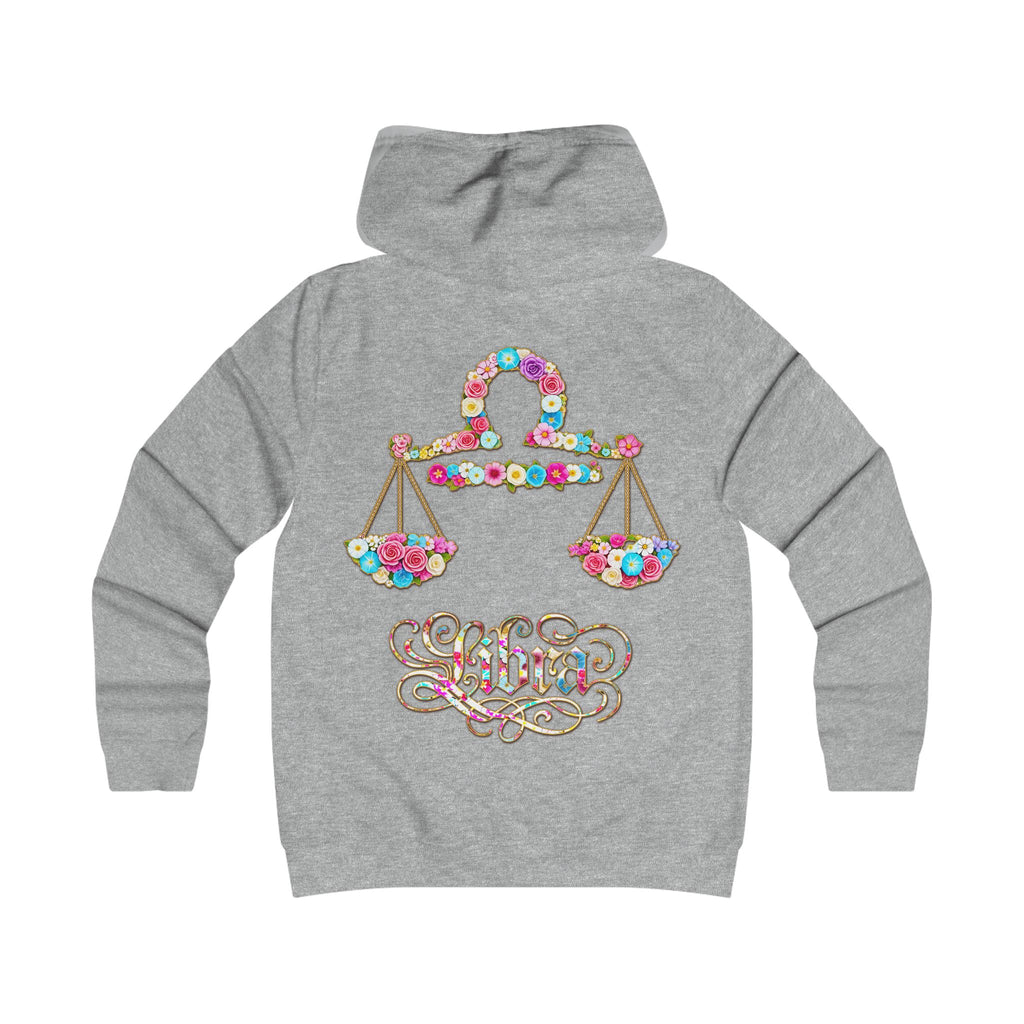 Waage: Backprint, Womens' Hoodie - florales Sternzeichen, Zodiac (Libra)